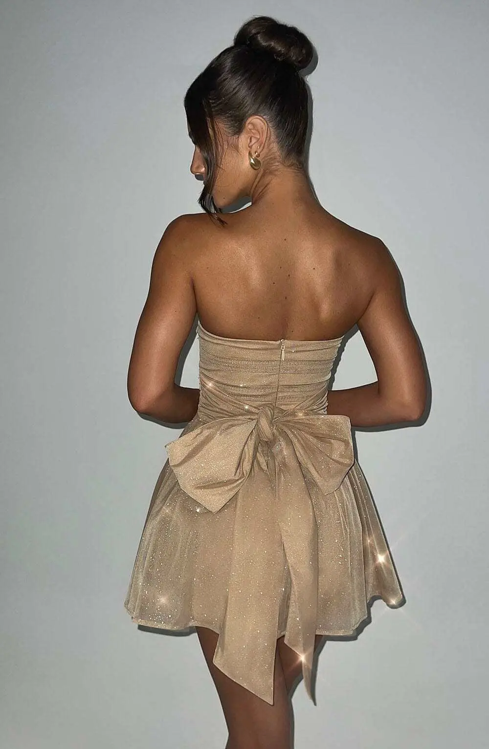 Katrina Mini Dress - Gold Sparkle - Image 2