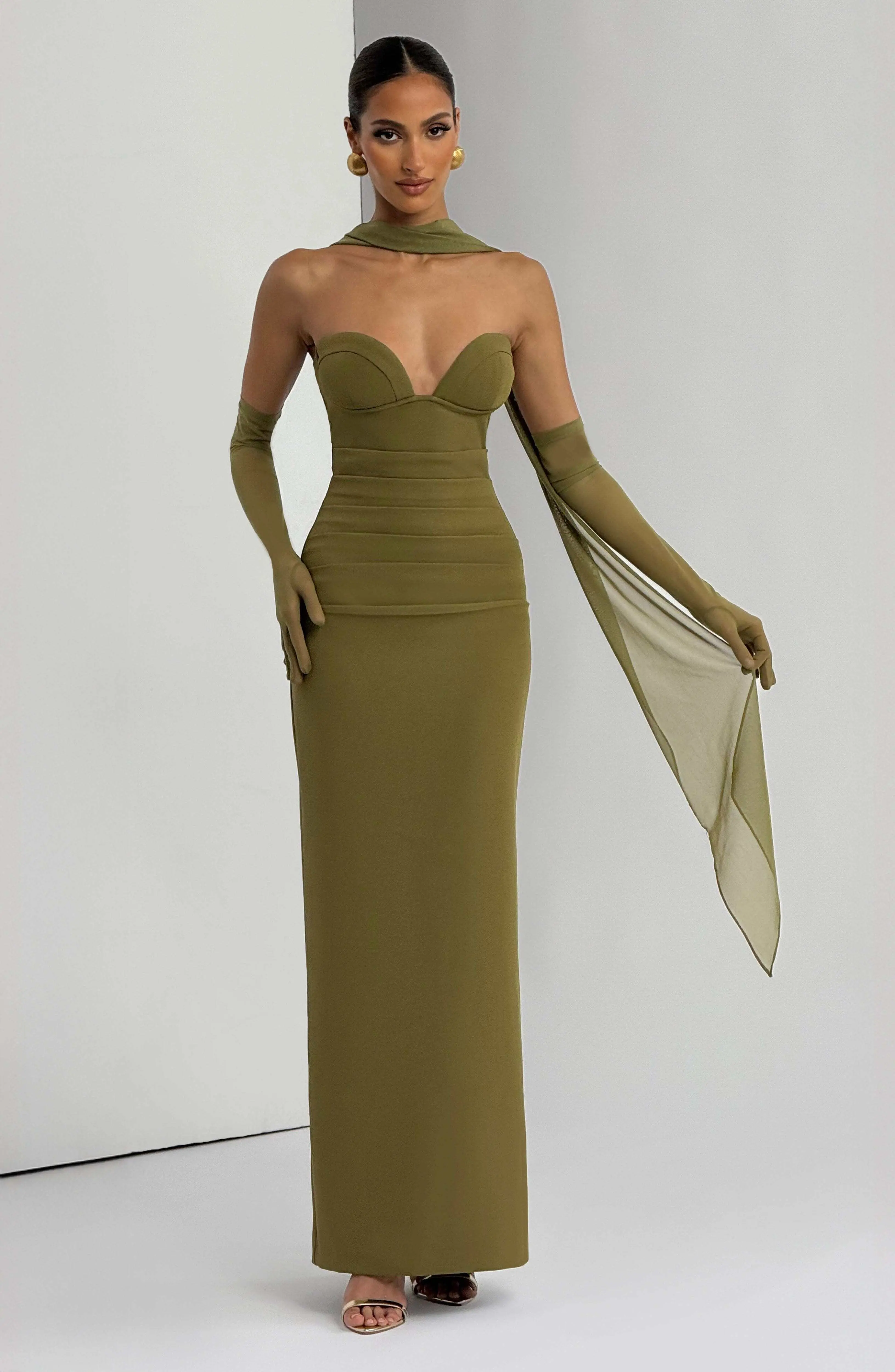 Lindsey Maxi Dress - Deep Olive - Image 7