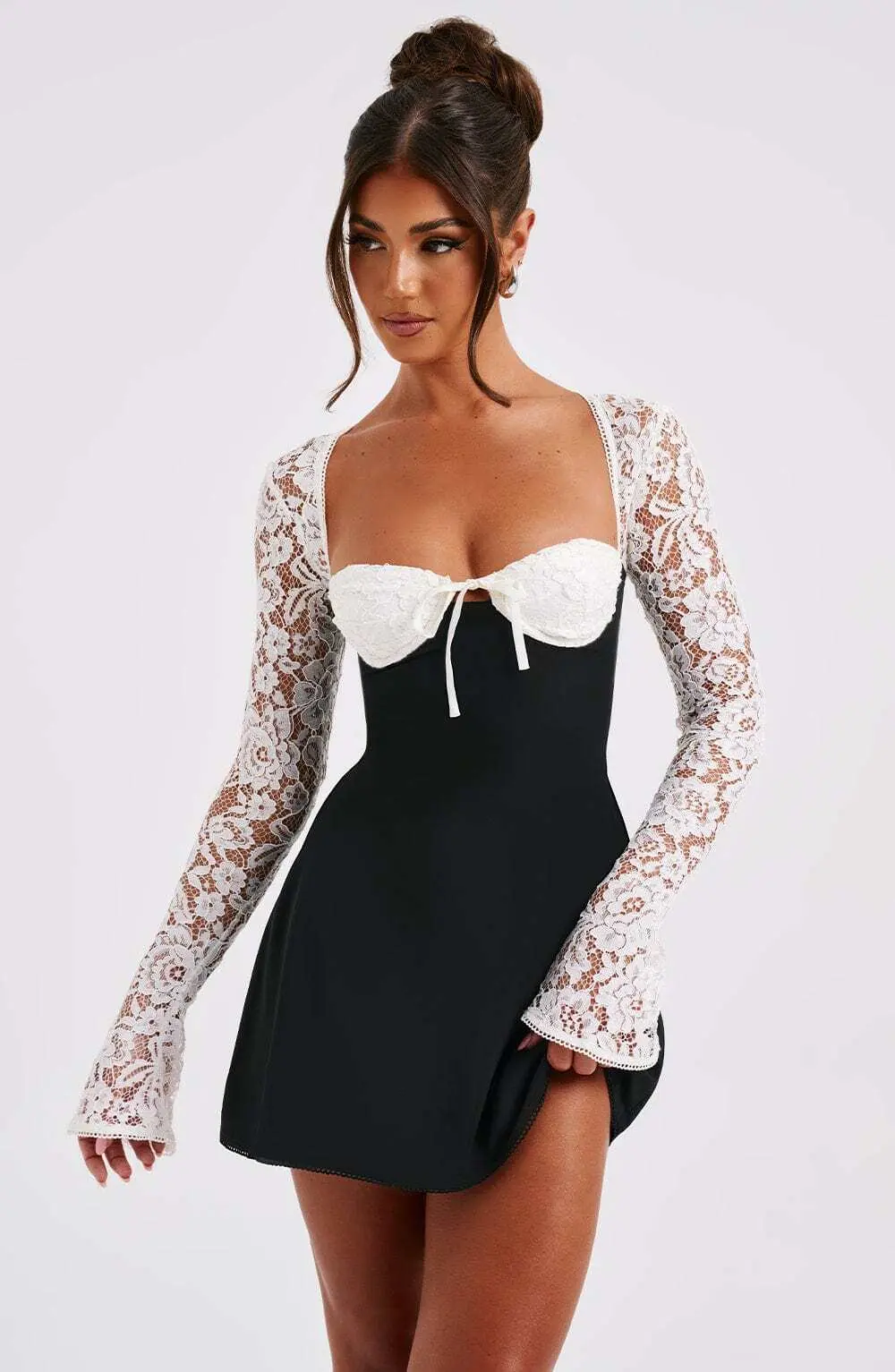 Jacinta Mini Dress - Black/White - Image 3