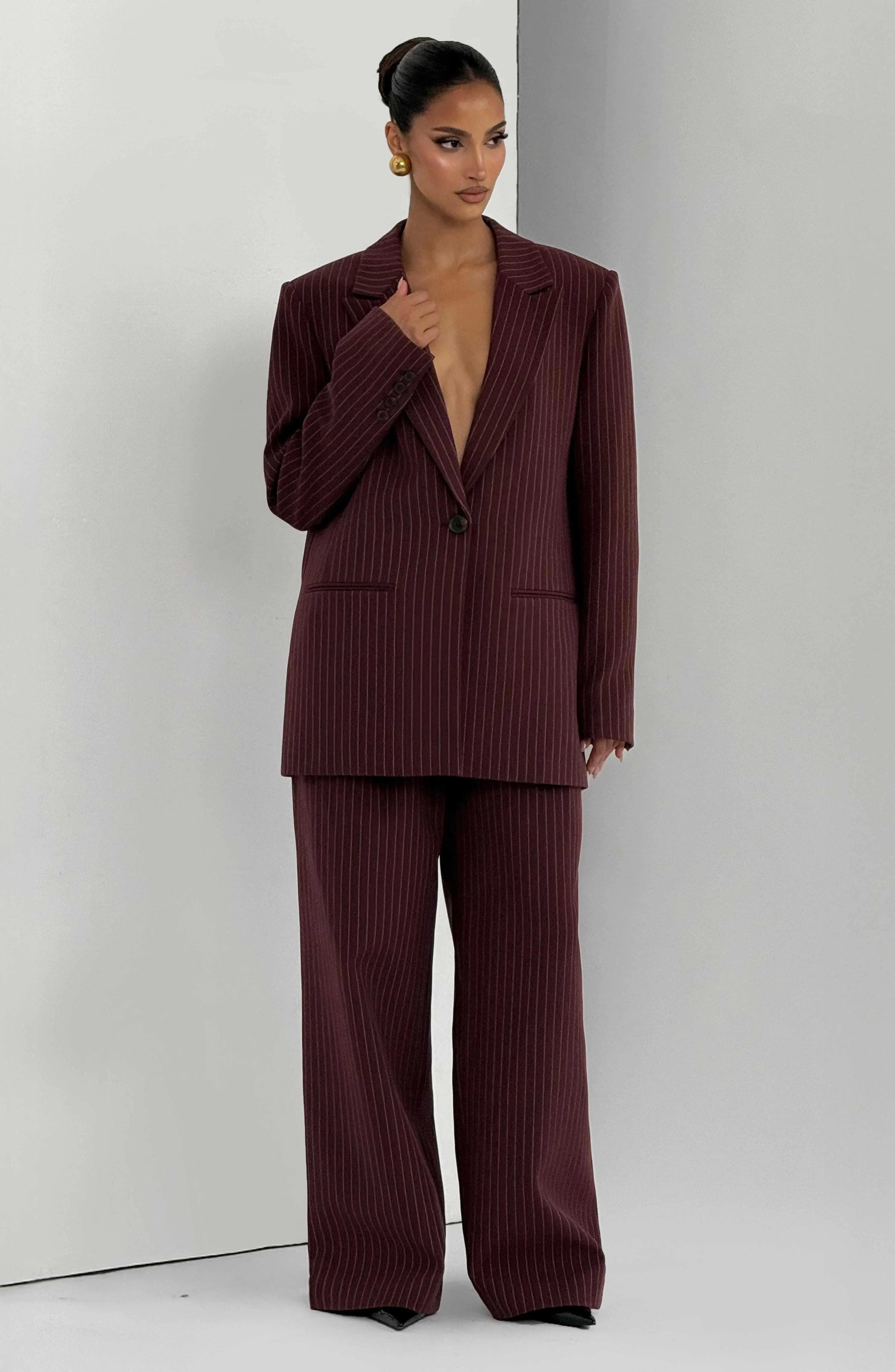 Reece Blazer - Burgundy Pinstripe - Image 10