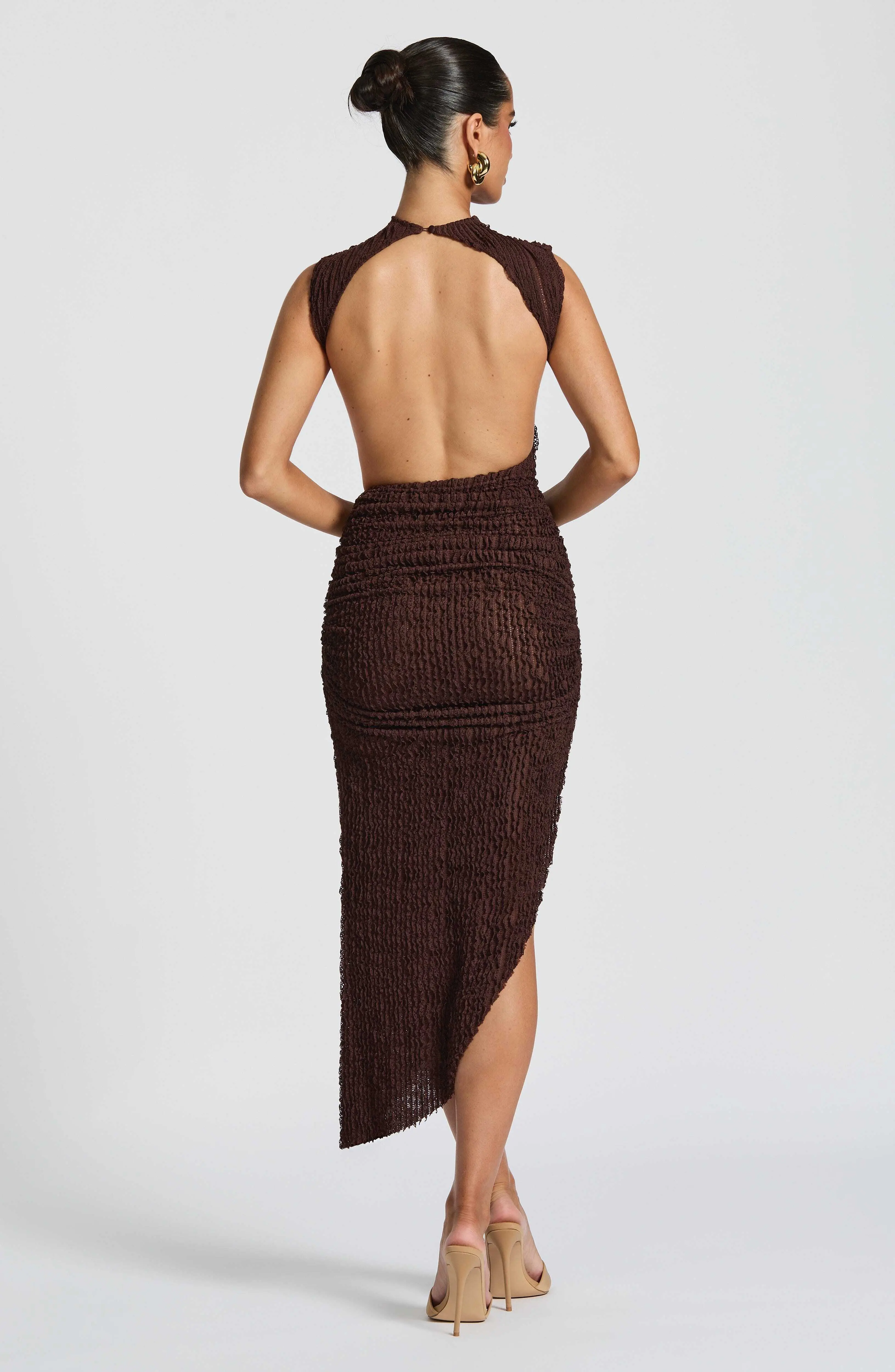 Aphrodite Midi Dress - Plum Brown - Image 4