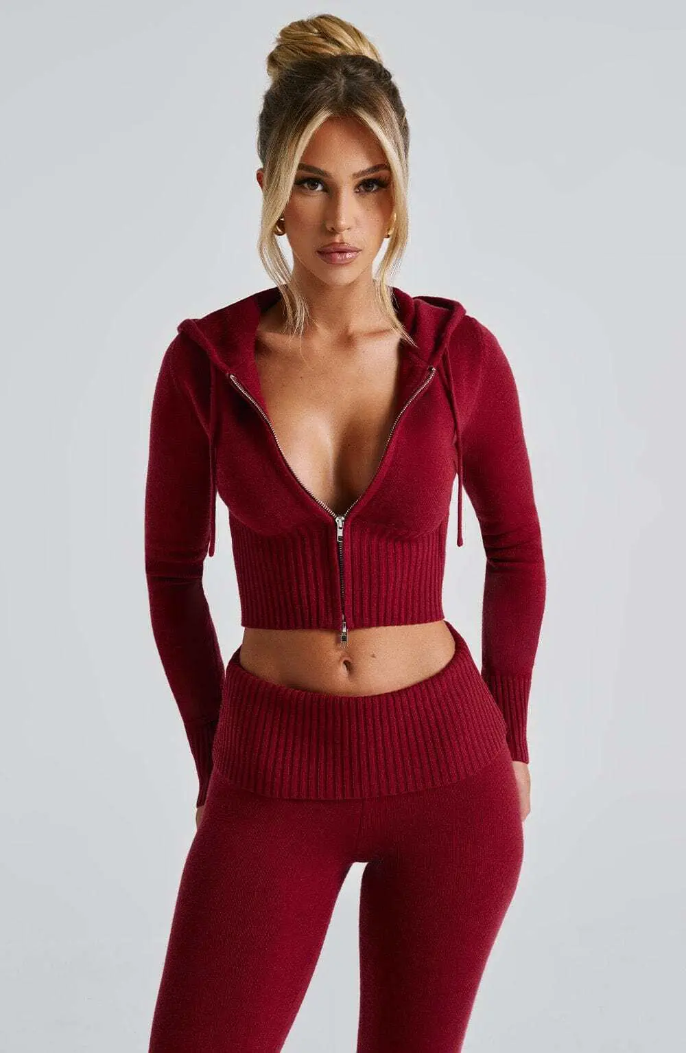 Portia Knit Hoodie - Red - Image 9