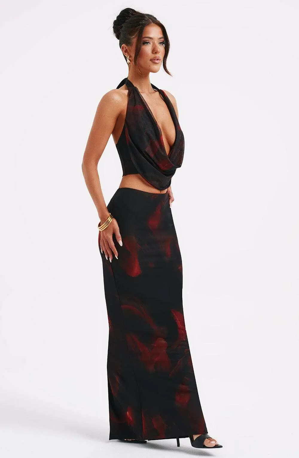 Chrishelle Maxi Skirt - Fire Print - Image 2