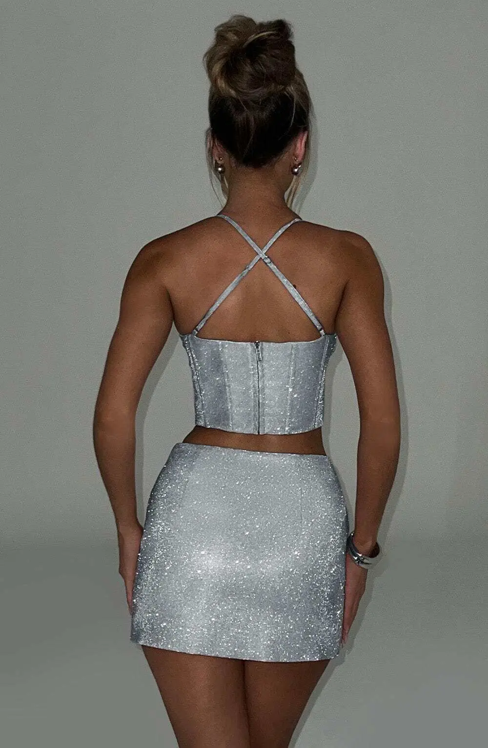 Glacia Mini Skirt - Silver Sparkle - Image 2