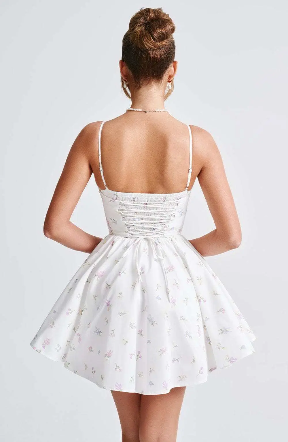 Analeigh Mini Dress - White Multi Floral Print - Image 3