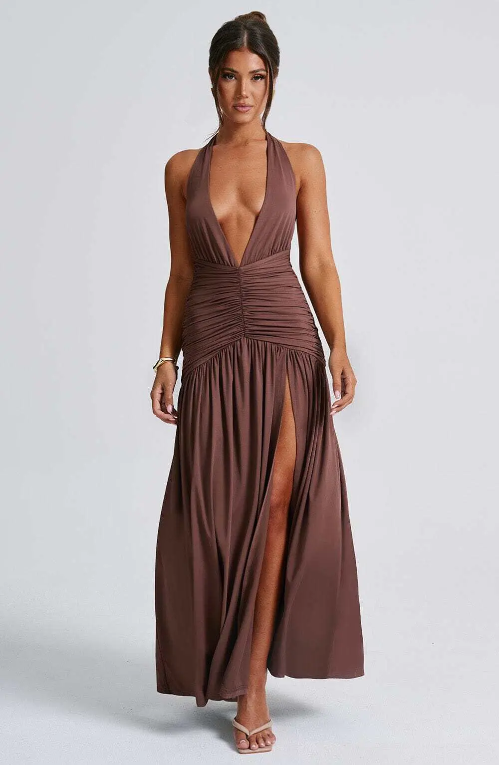 Melania Maxi Dress - Chocolate - Image 10