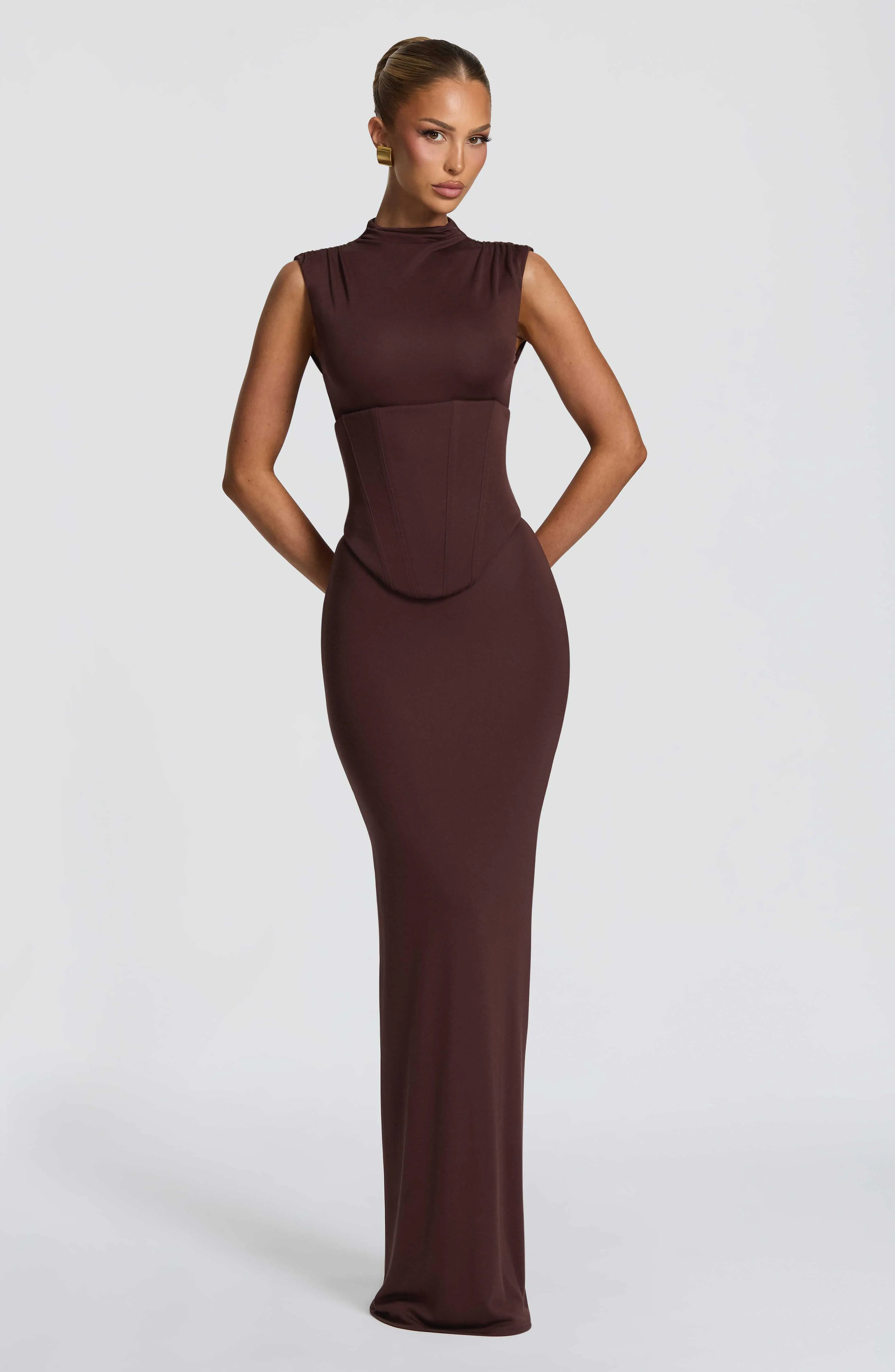 Soline Maxi Dress - Plum Brown