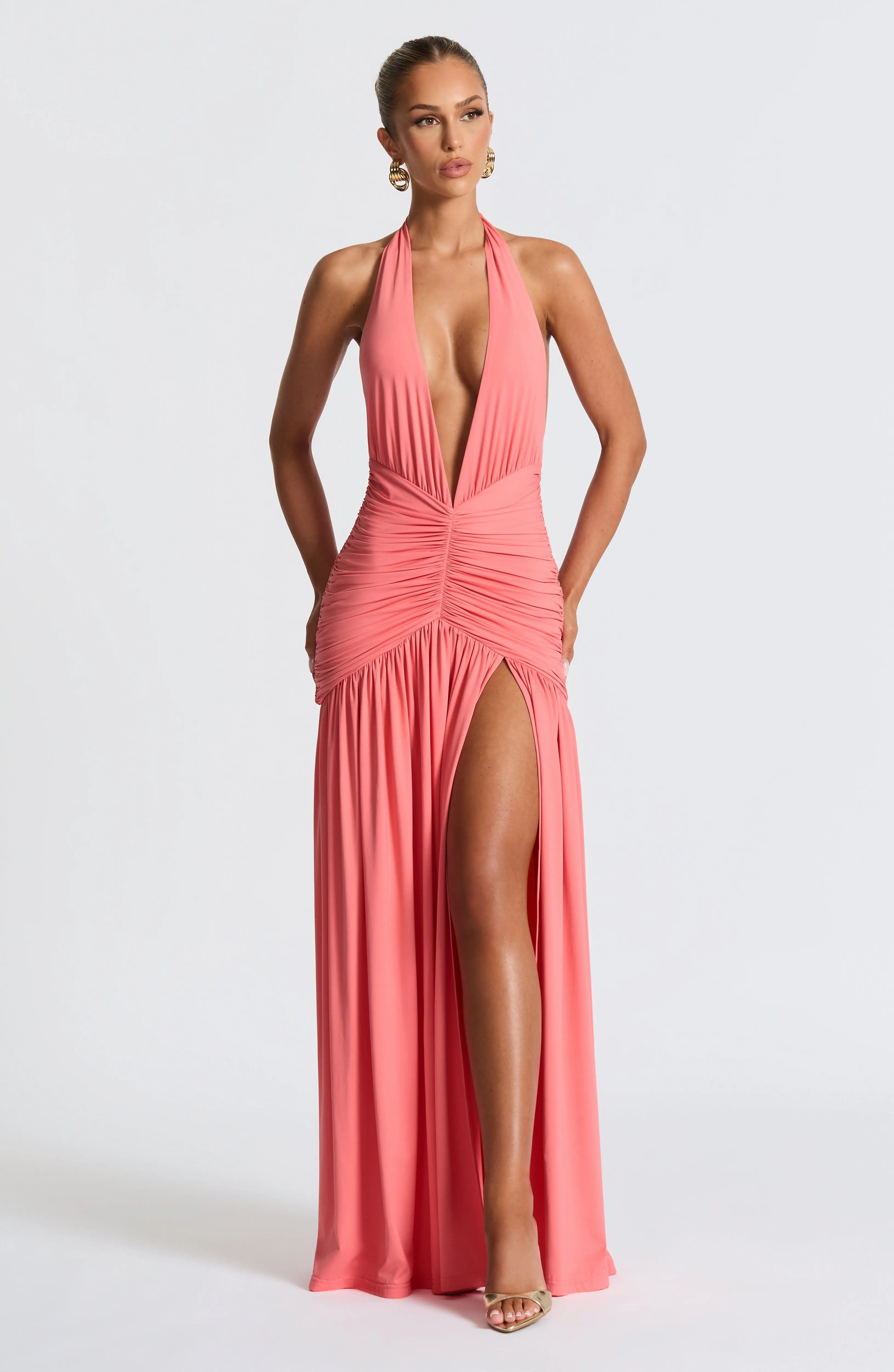Melania Maxi Dress - Coral Pink - Image 2