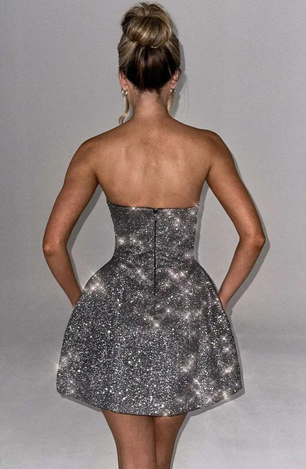 Alice Mini Dress - Grey Sparkle - Image 7