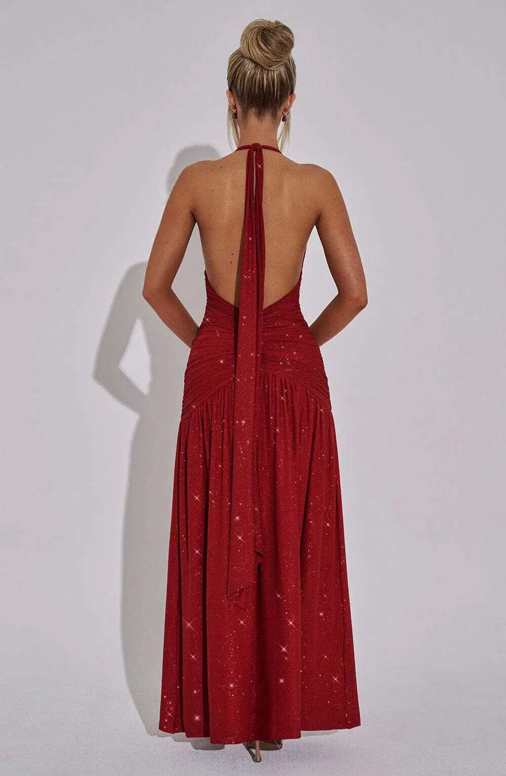 Melania Maxi Dress - Red Sparkle - Image 10