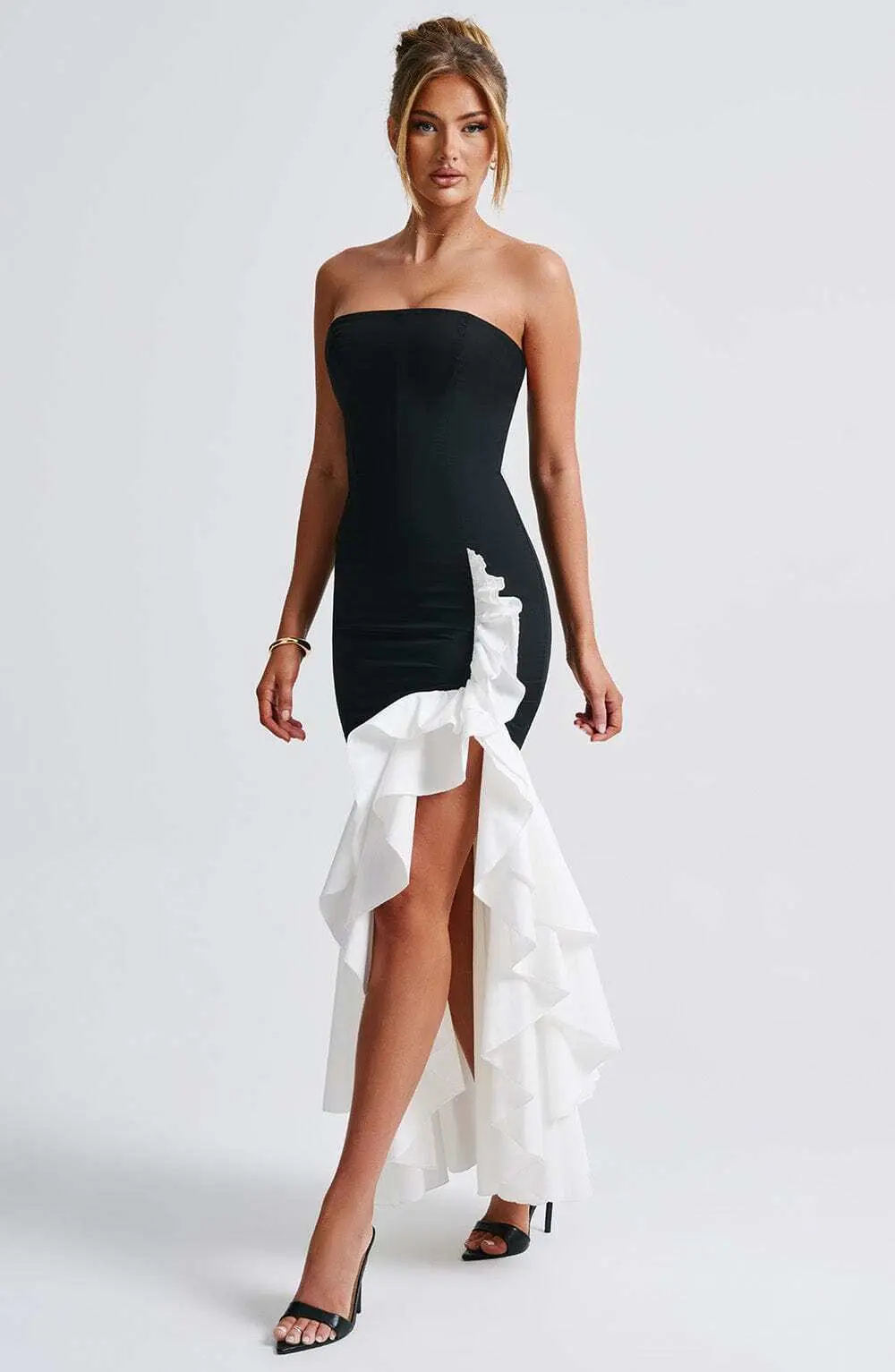 Angelina Maxi Dress - Black/White - Image 8