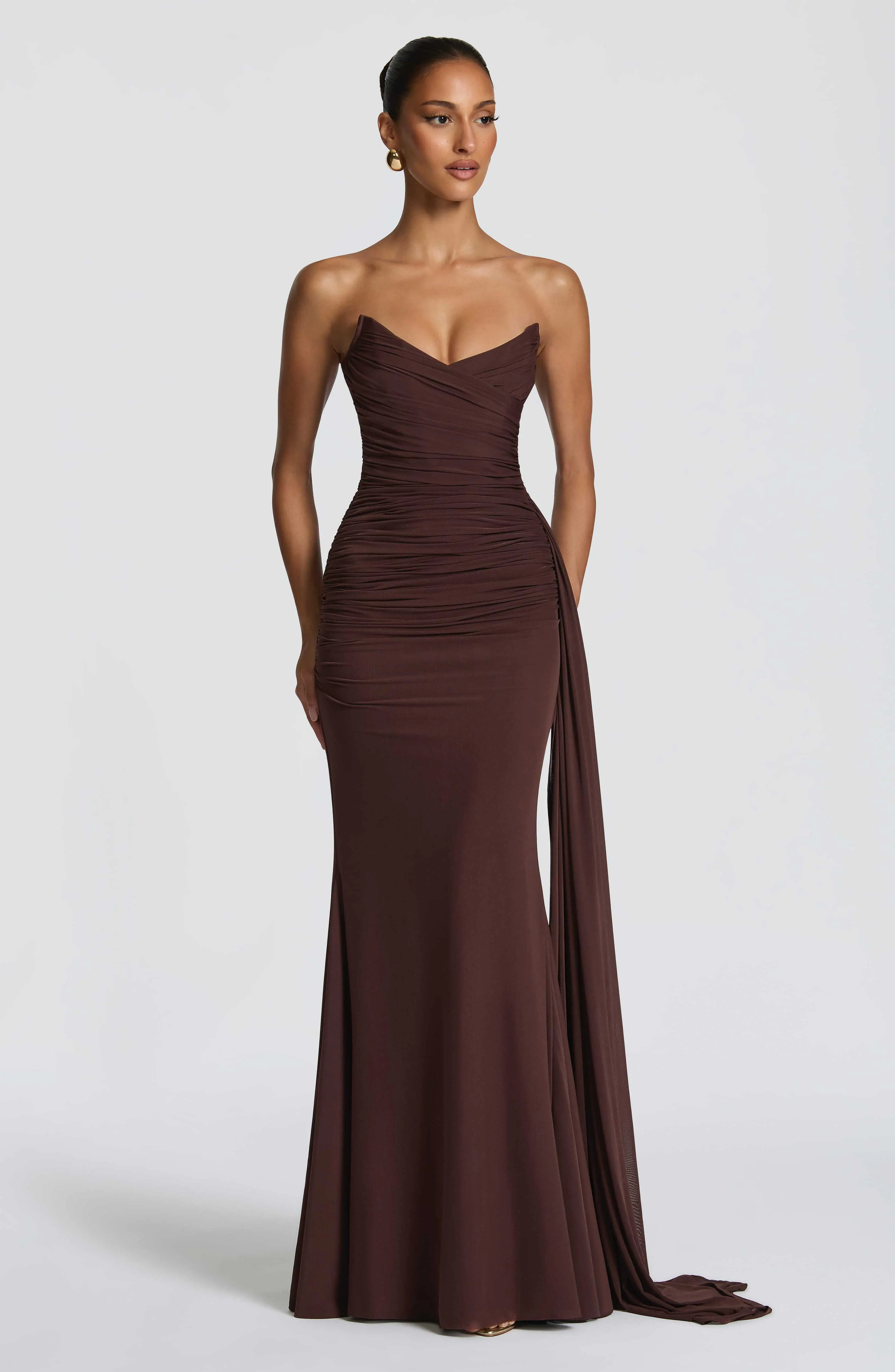 Ashika Maxi Dress - Plum Brown