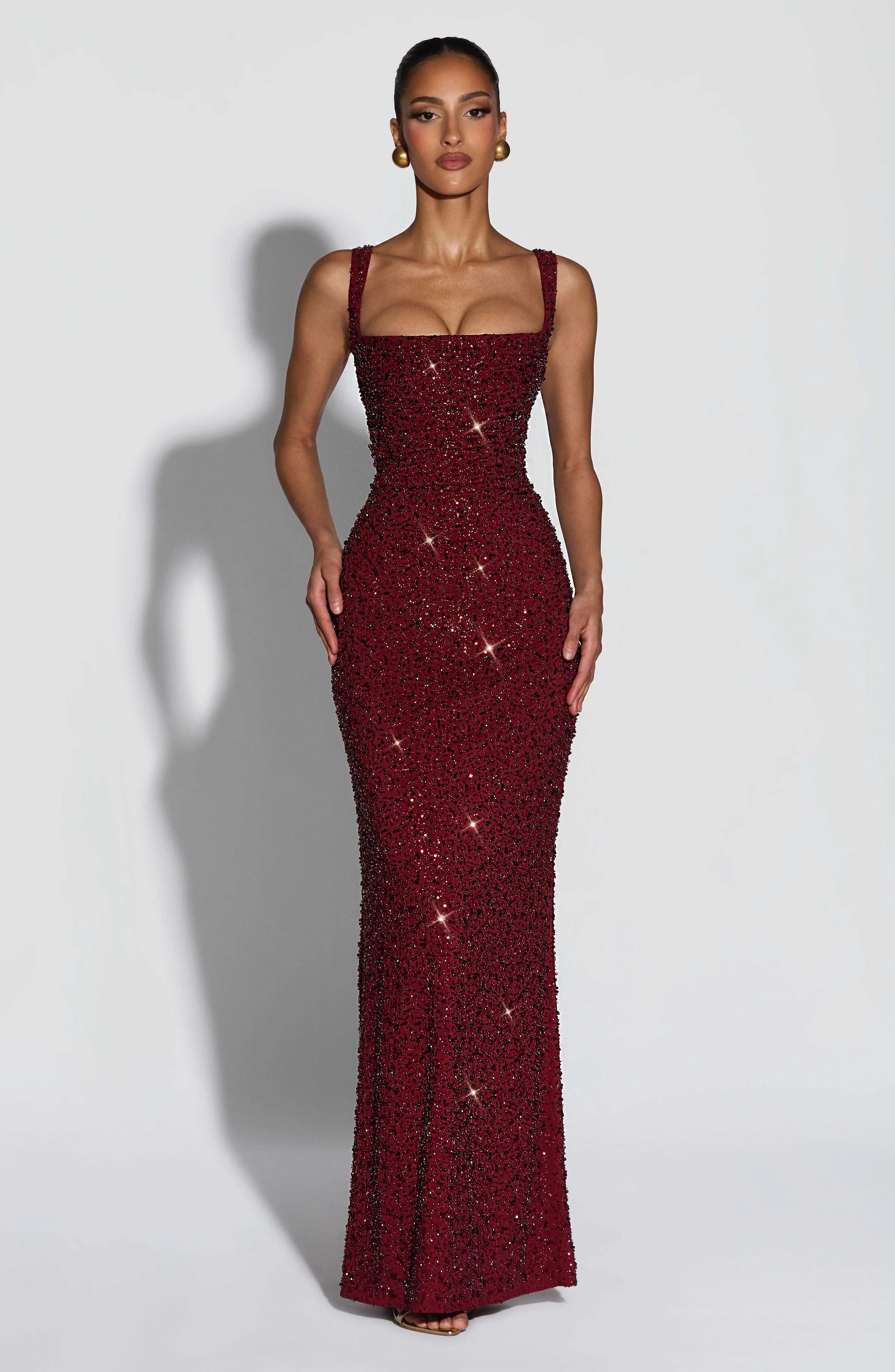 Calanthe Maxi Dress - Burgundy Sparkle - Image 4