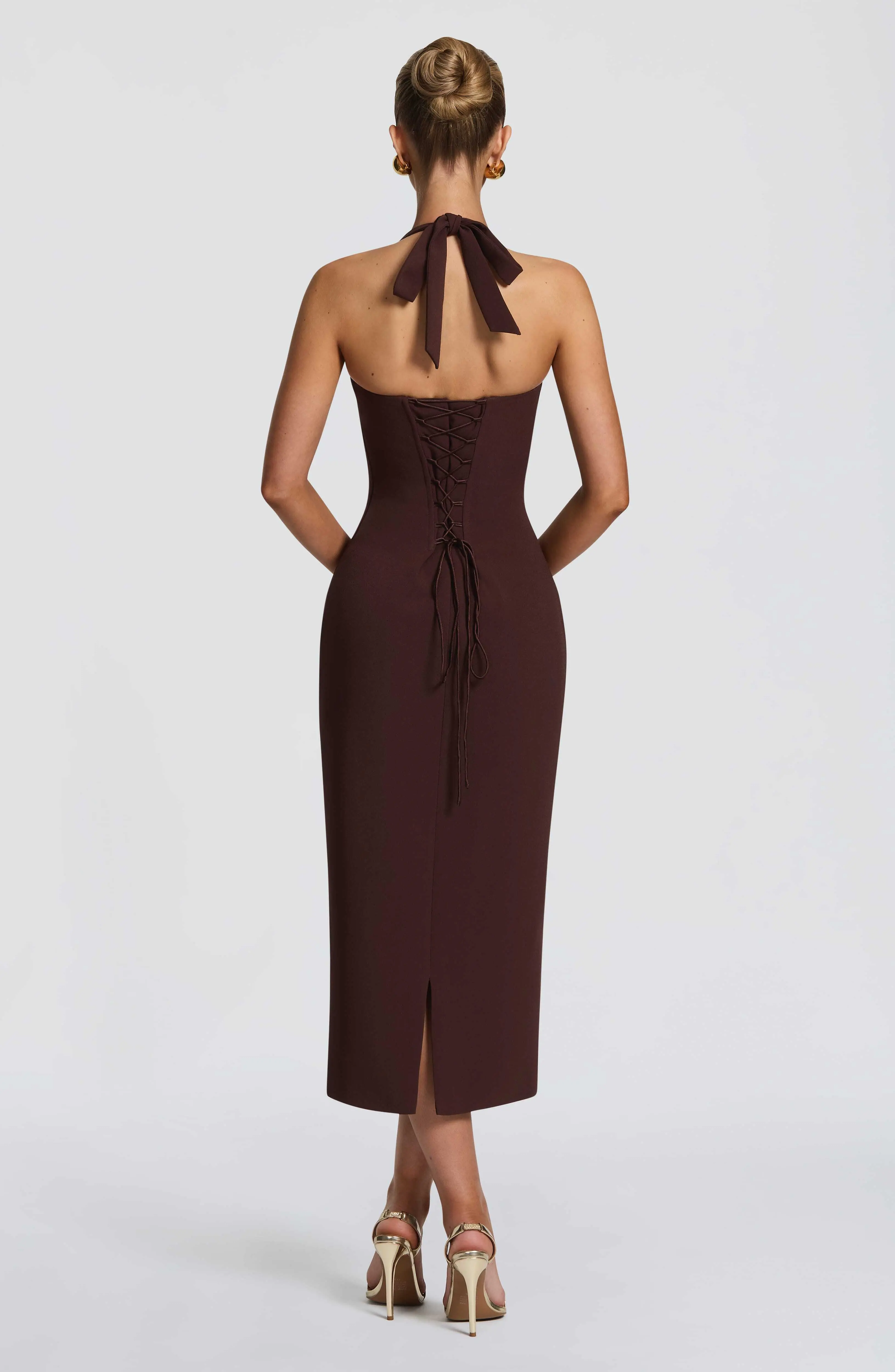 Cassia Midi Dress - Plum Brown - Image 2
