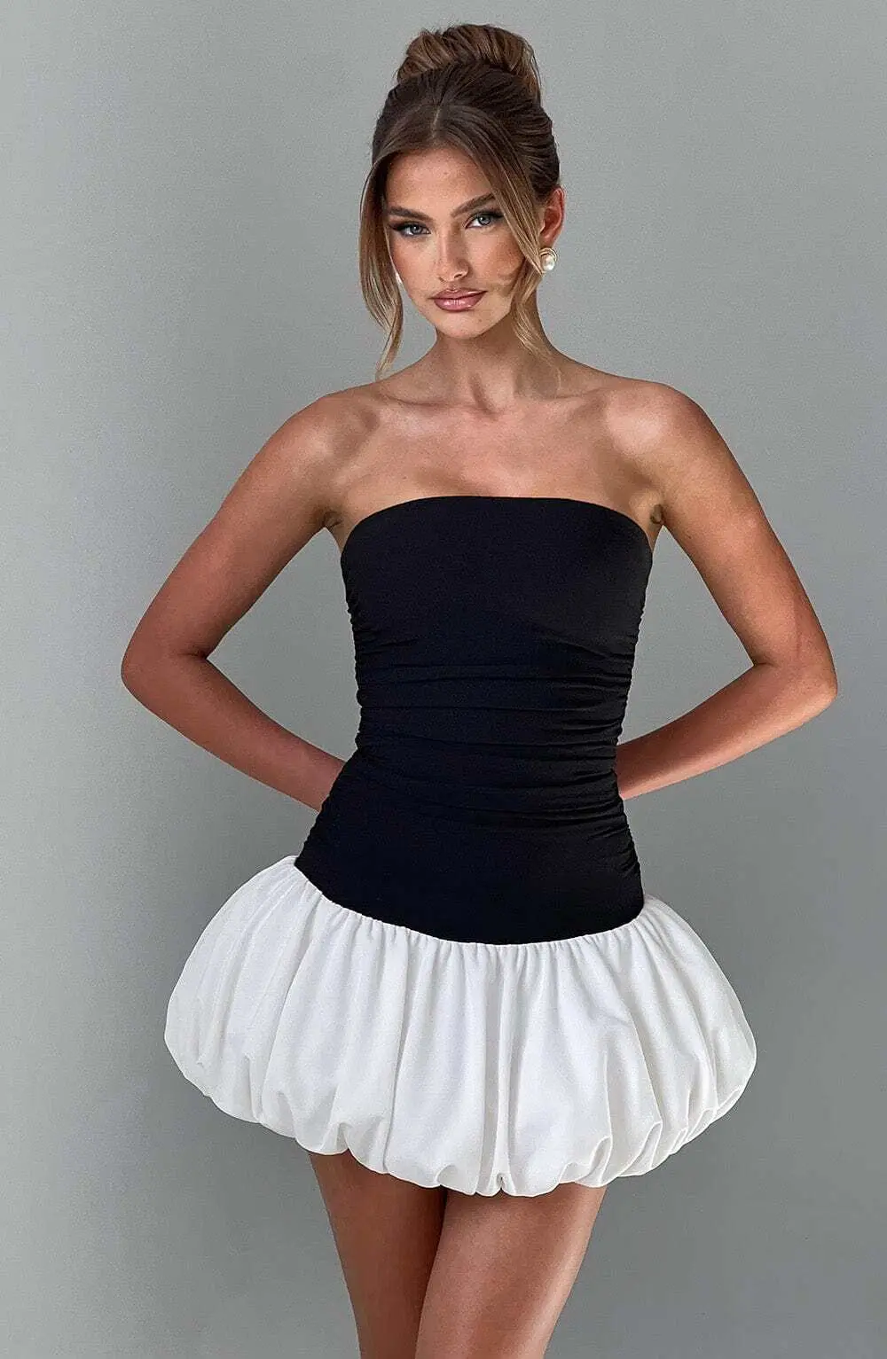 Gemma Mini Dress - Black/White - Image 11