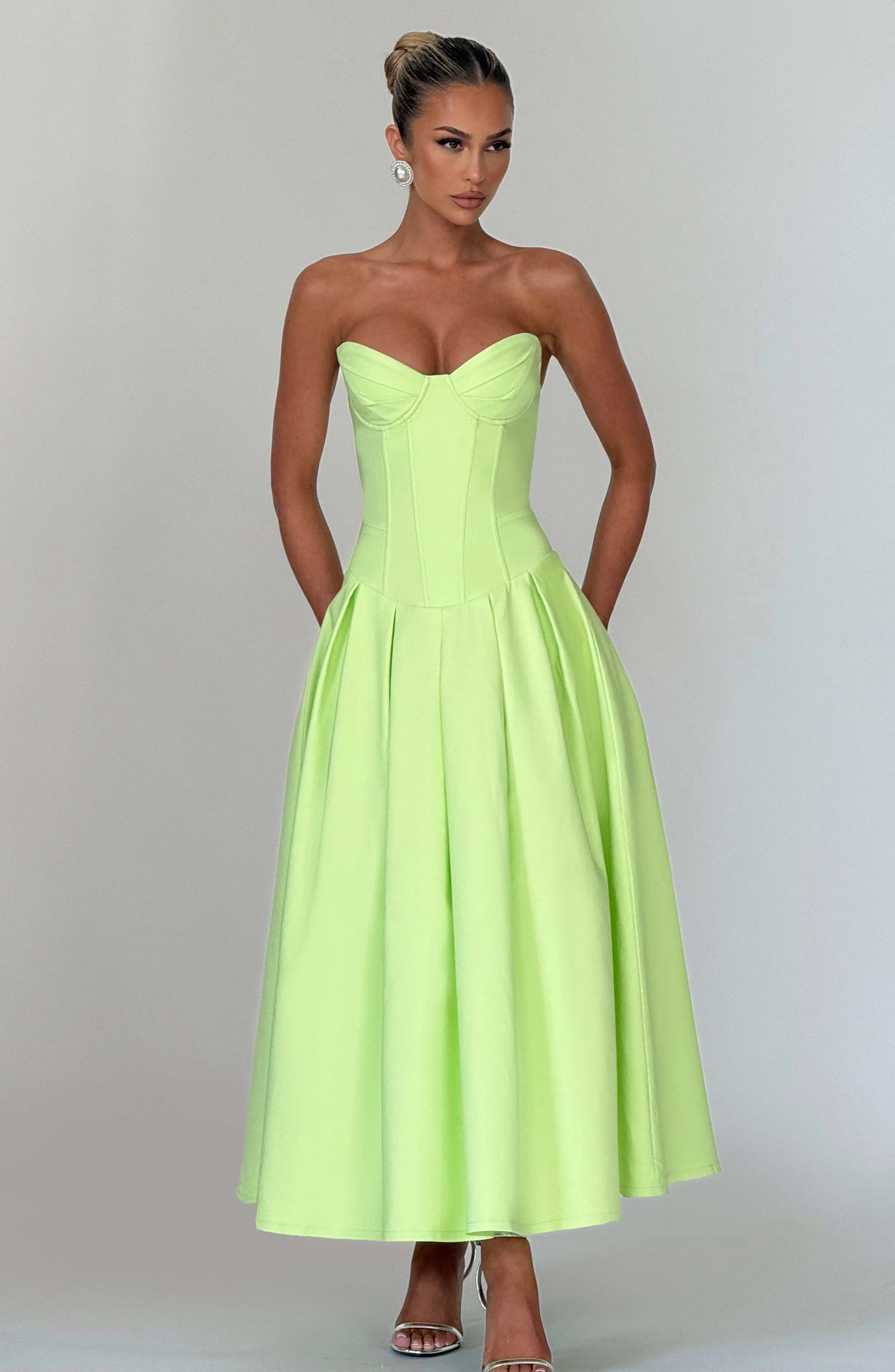 Salma Midi Dress - Lime - Image 5