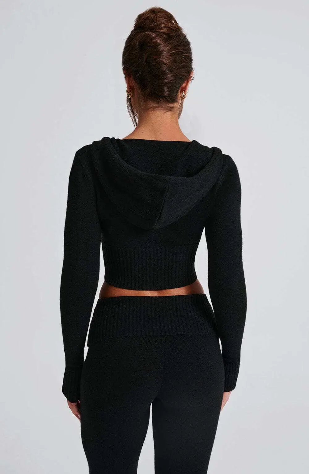 Portia Knit Hoodie - Black - Image 7