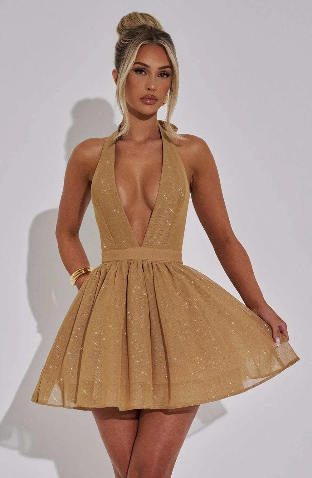 Pippa Mini Dress - Gold Sparkle - Image 7