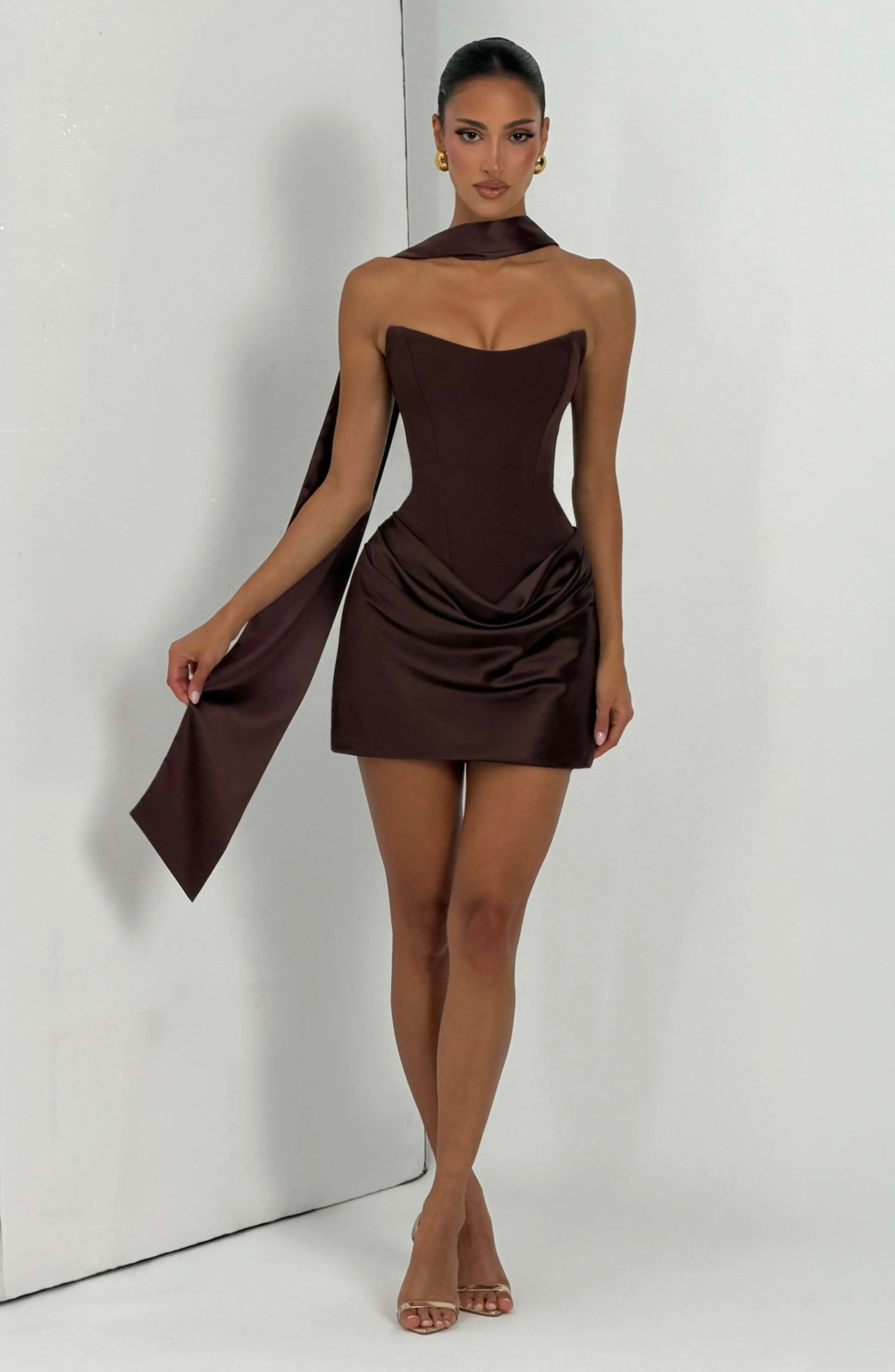 Maggie Mini Dress - Plum Brown - Image 12