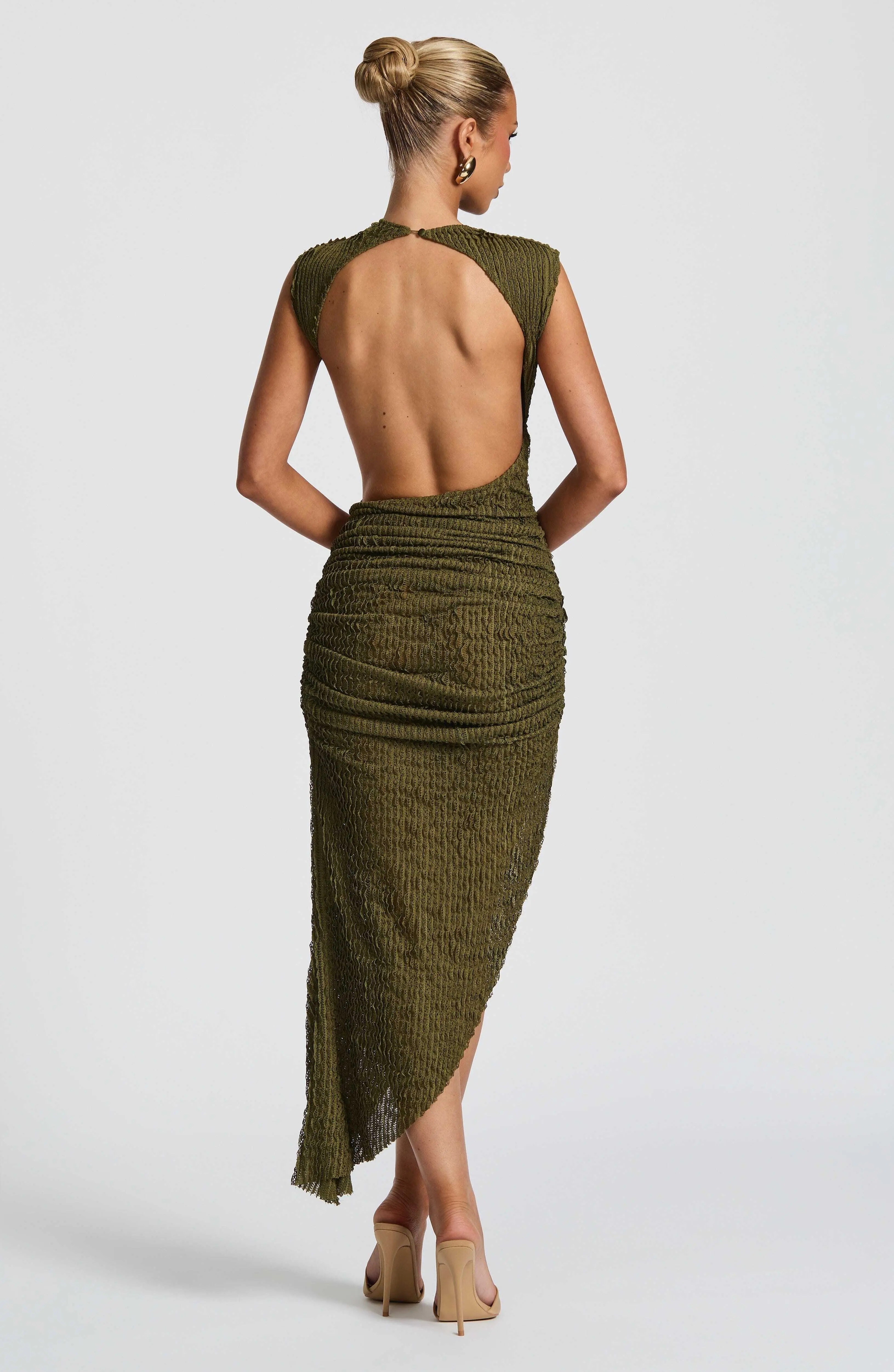 Aphrodite Midi Dress - Khaki - Image 3