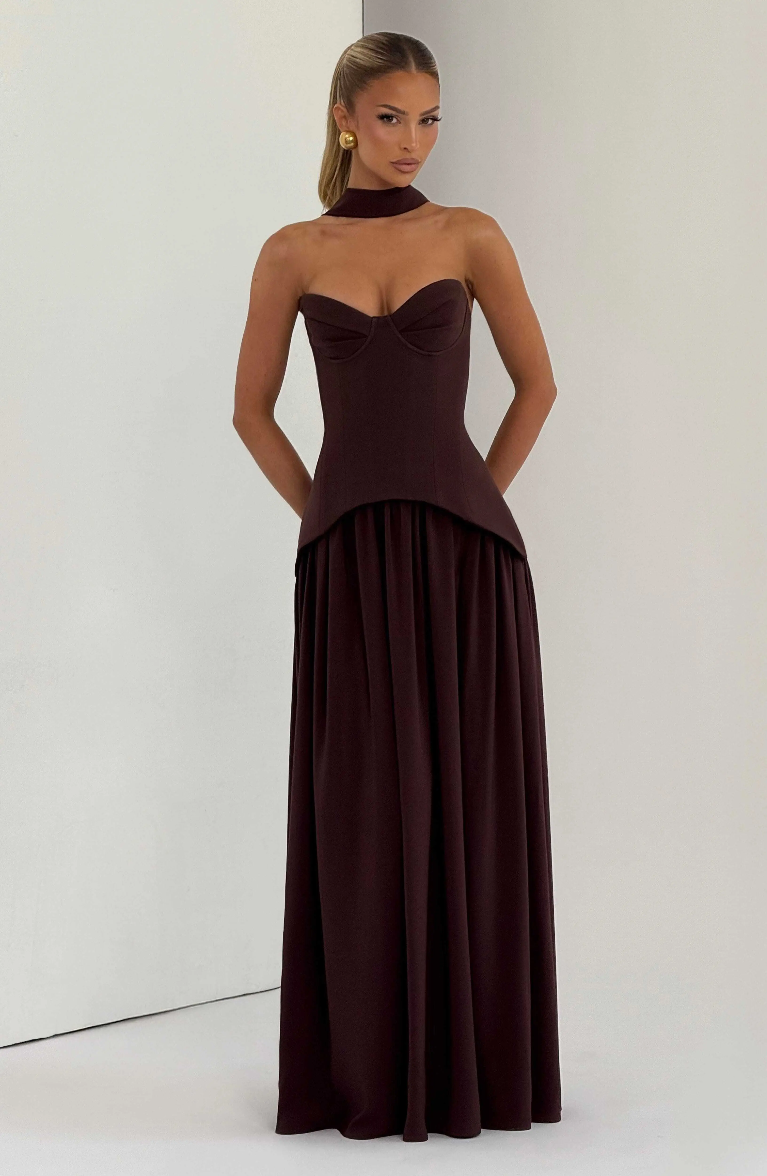 Vietta Maxi Dress - Plum Brown - Image 11