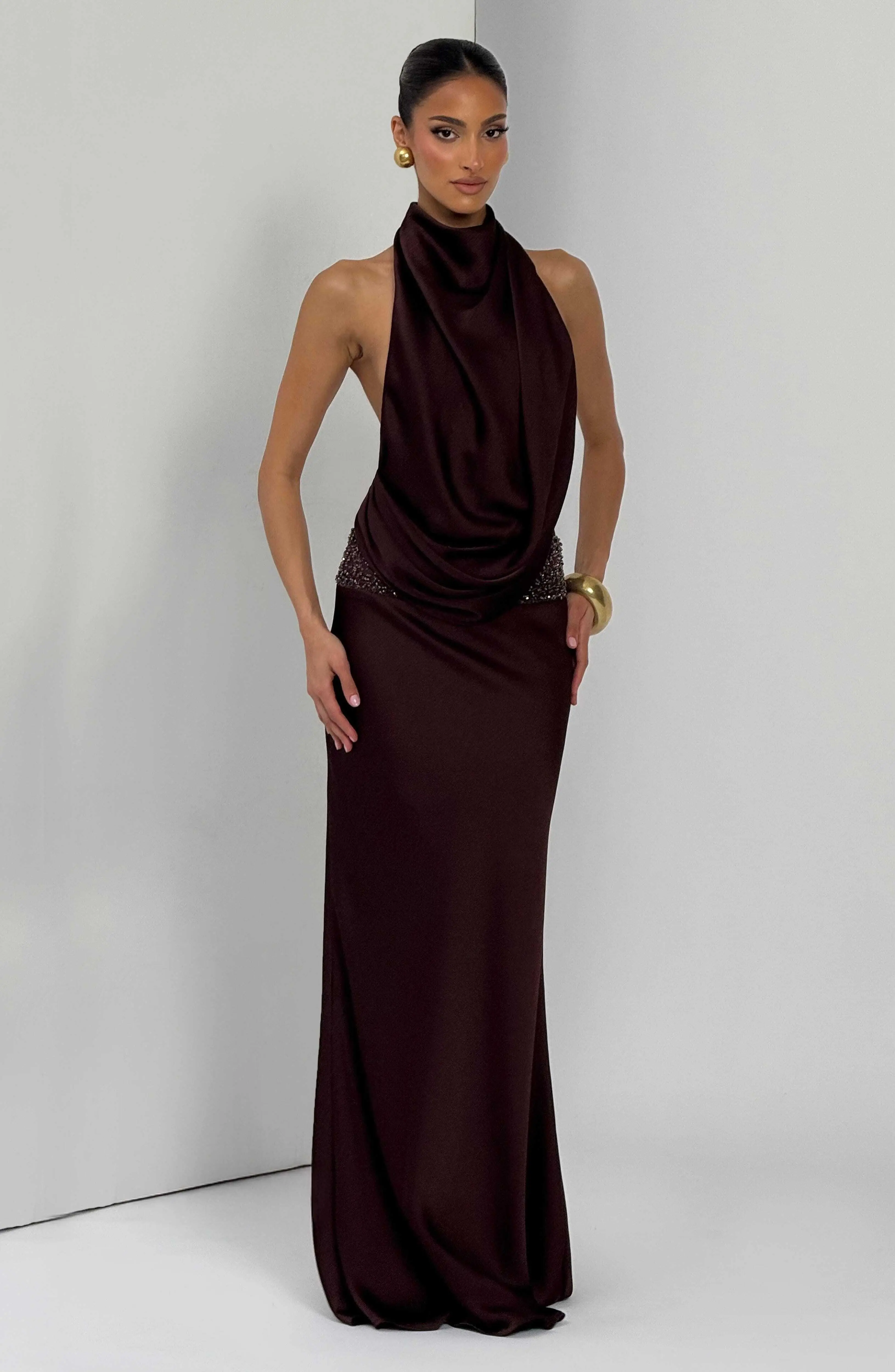 Armelle Maxi Dress - Plum Brown - Image 13
