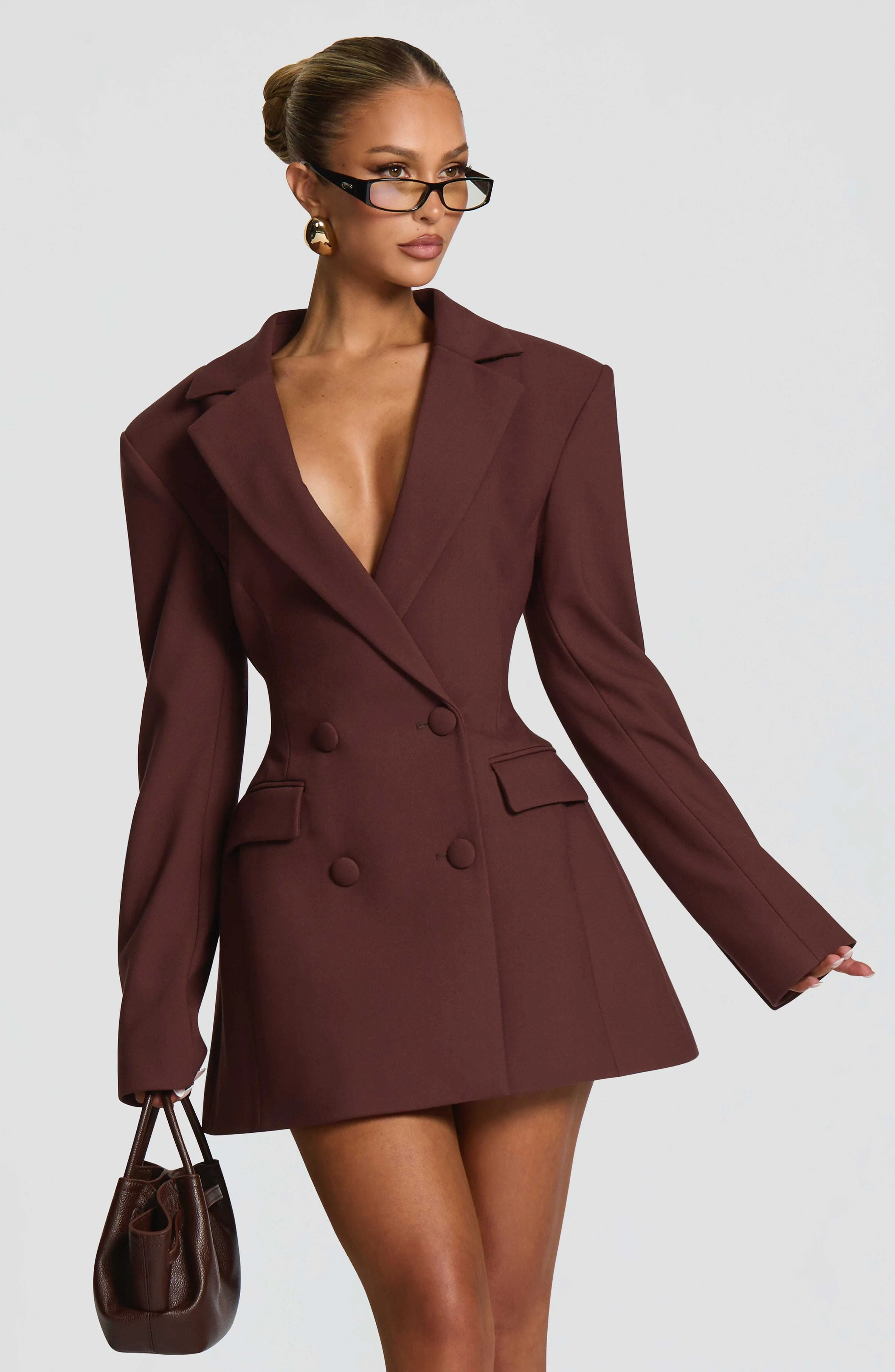 Elvira Mini Dress - Plum Brown - Image 2