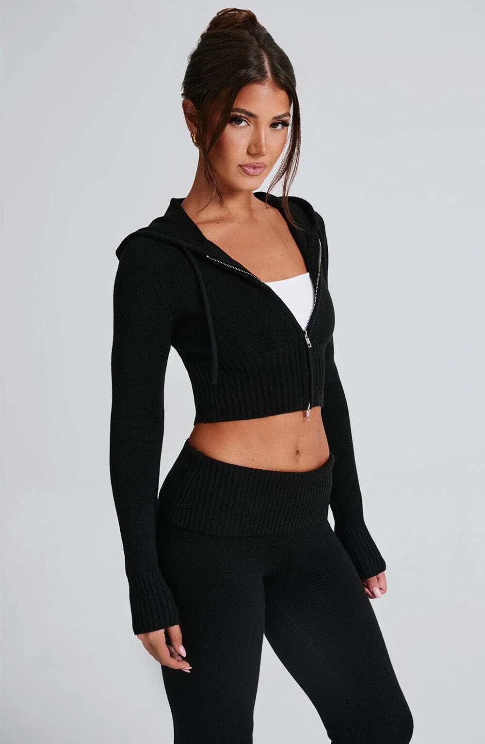 Portia Knit Hoodie - Black - Image 12