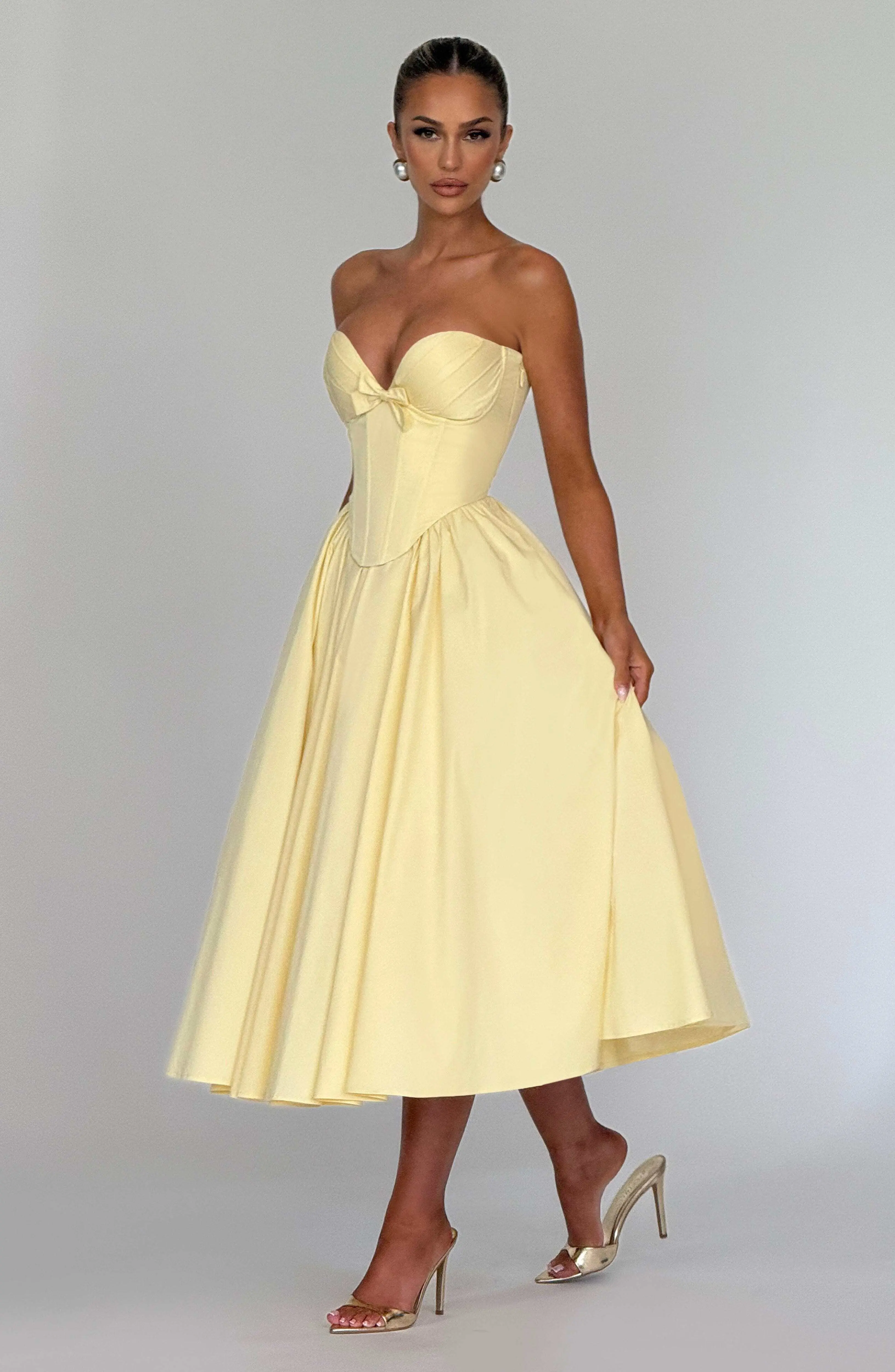 Prim Midi Dress - Lemon - Image 2