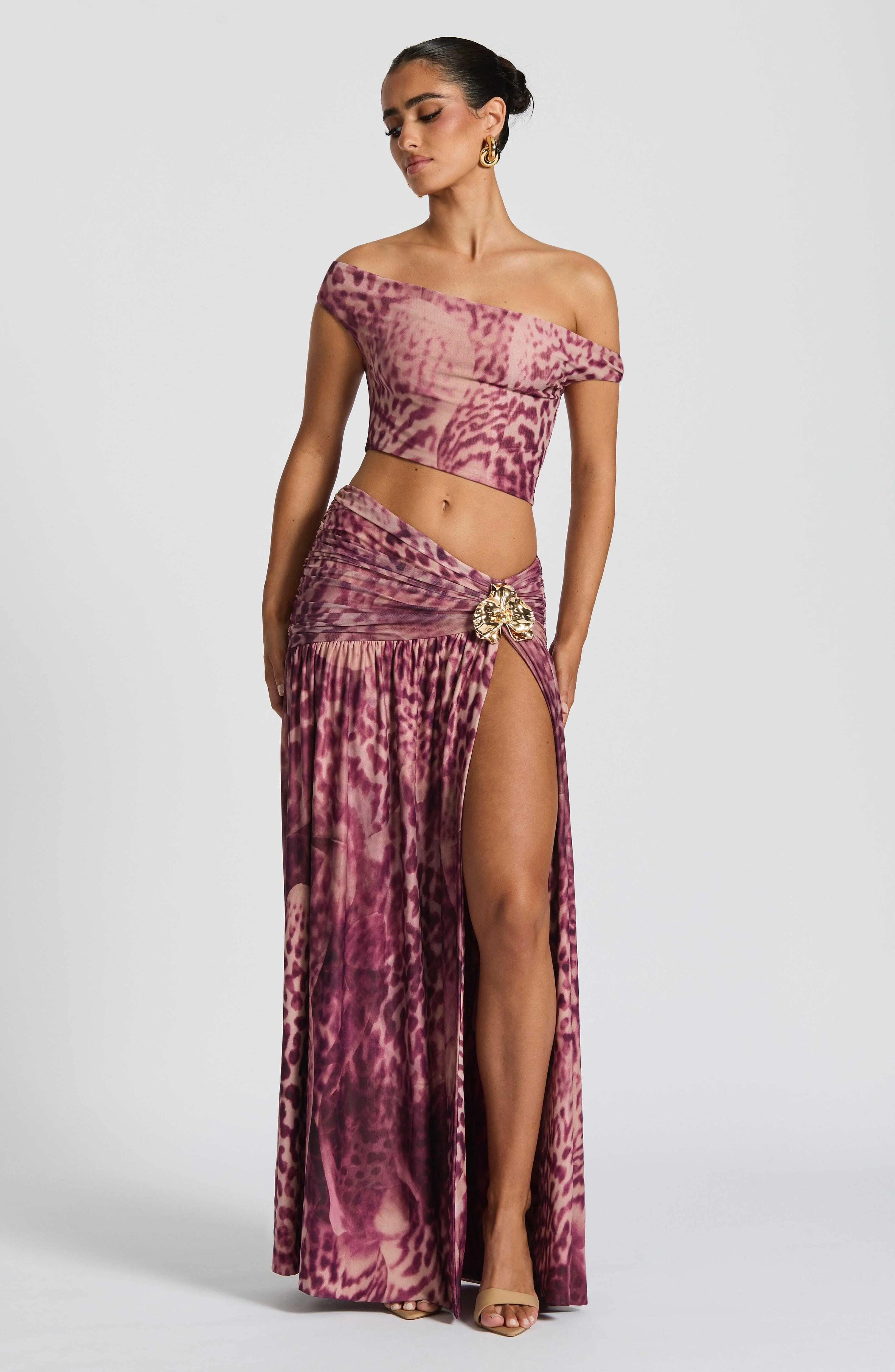 Saira Maxi Skirt - Magenta Orchid Print - Image 4