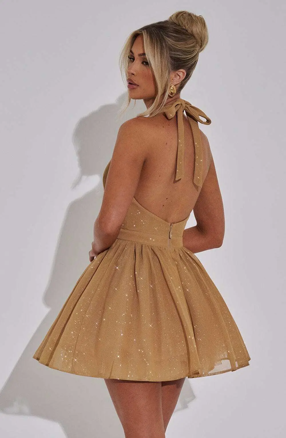 Pippa Mini Dress - Gold Sparkle - Image 9