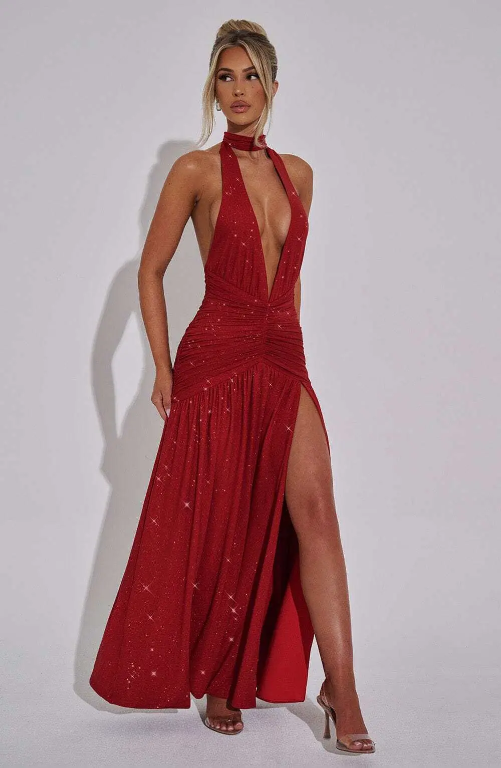 Melania Maxi Dress - Red Sparkle - Image 5