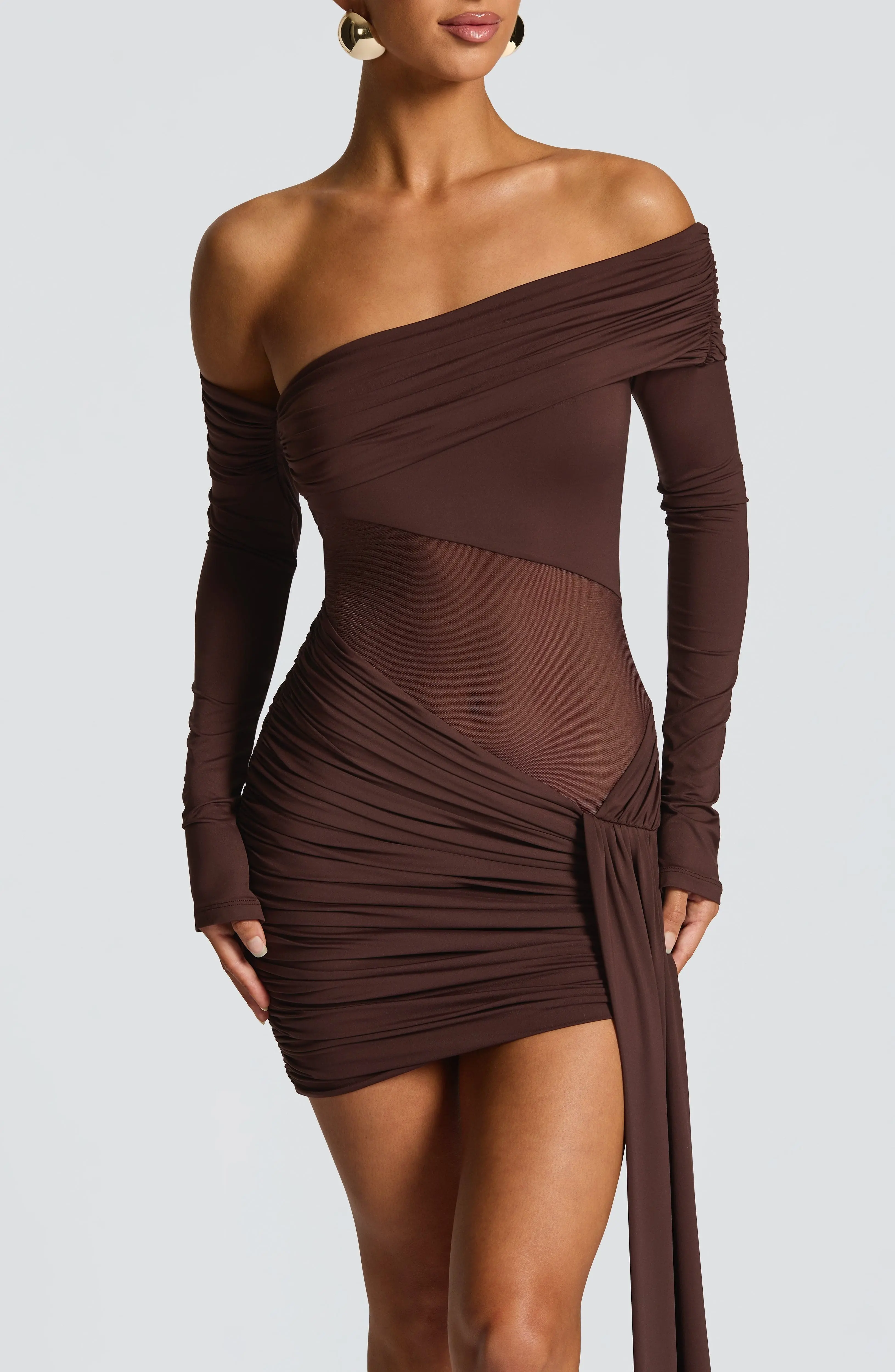 Mavra Mini Dress - Plum Brown - Image 7