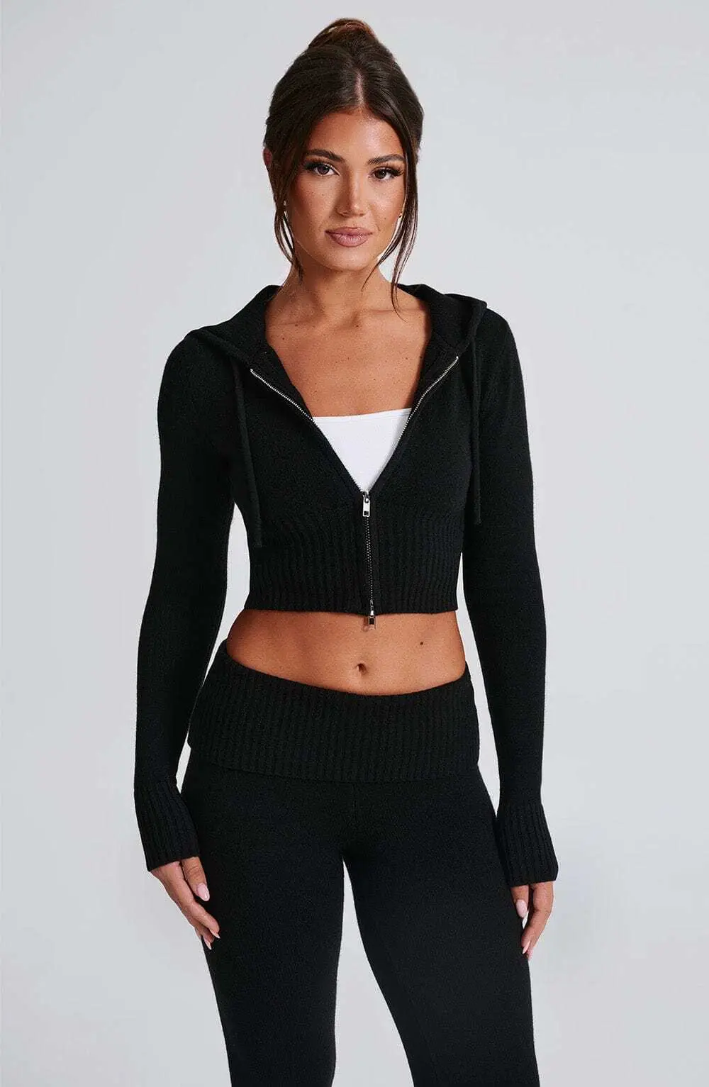 Portia Knit Hoodie - Black - Image 14
