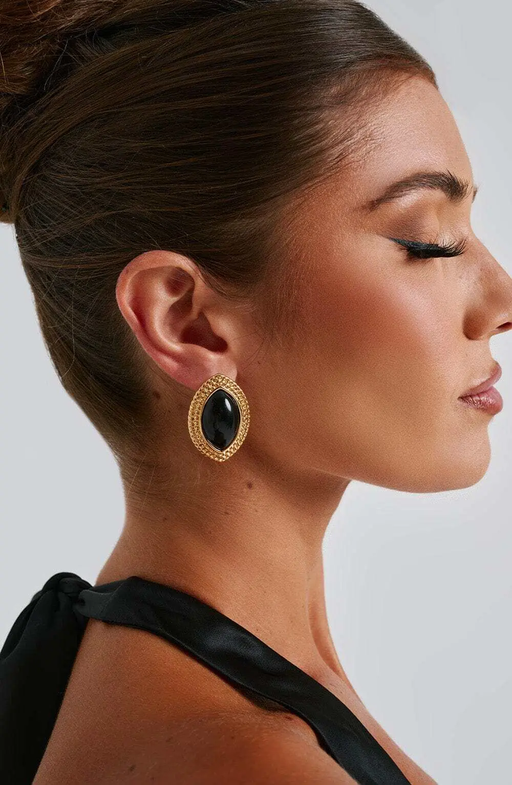 Azra Earrings - Black/Gold - Image 2