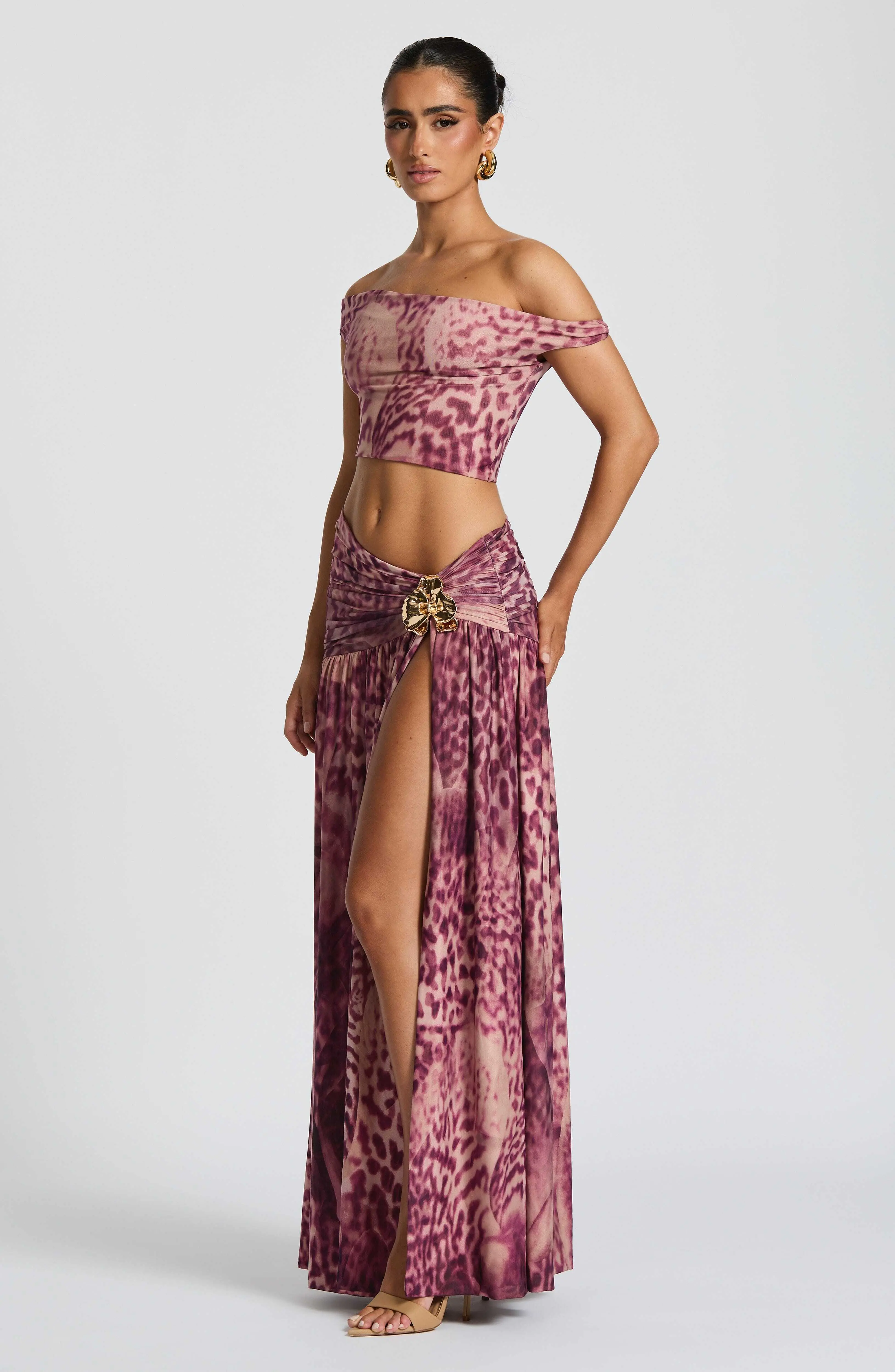 Saira Maxi Skirt - Magenta Orchid Print - Image 3
