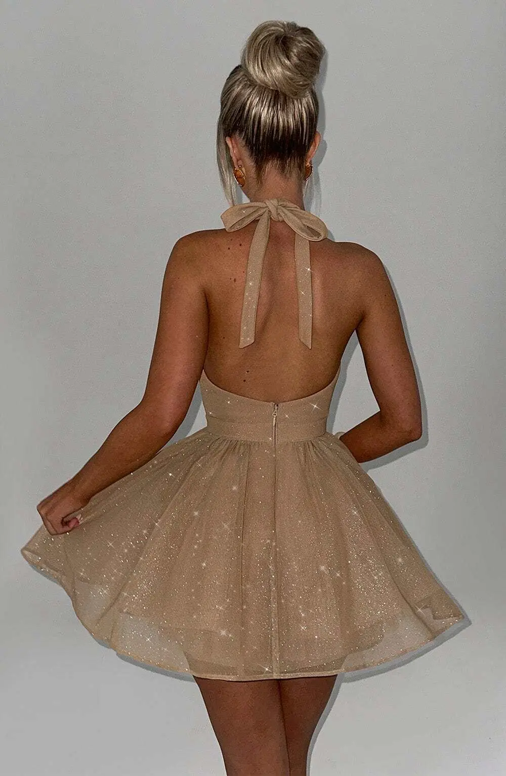 Pippa Mini Dress - Gold Sparkle - Image 2