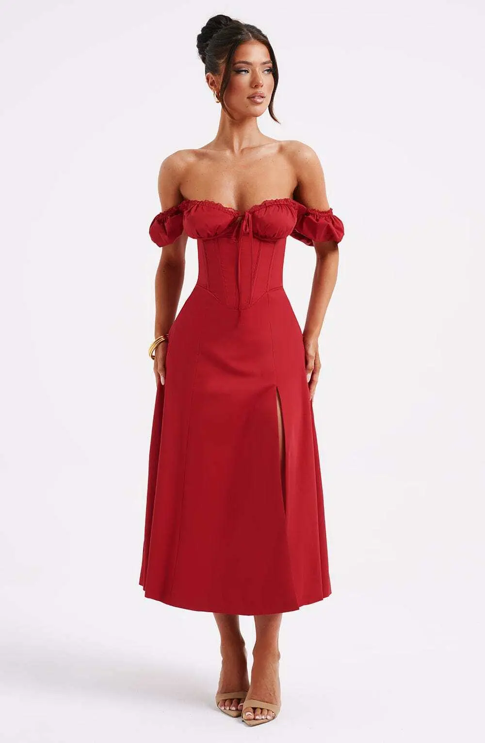 Courtney Midi Dress - Red - Image 7