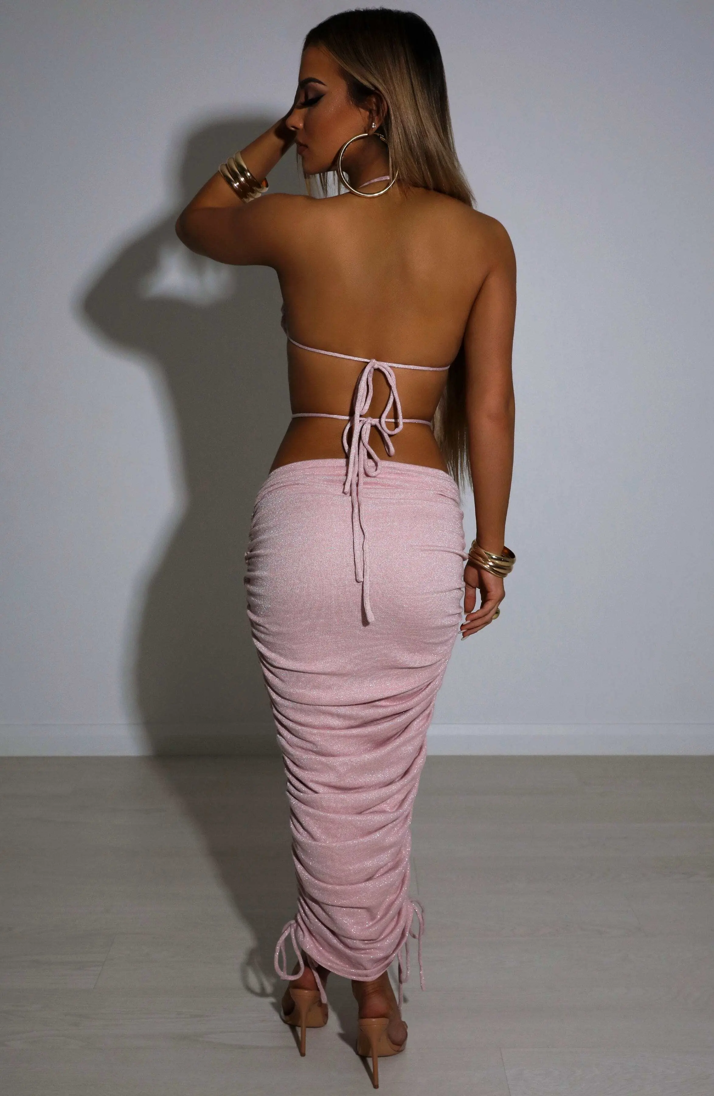 Valencia Maxi Skirt - Baby Pink Sparkle - Image 8