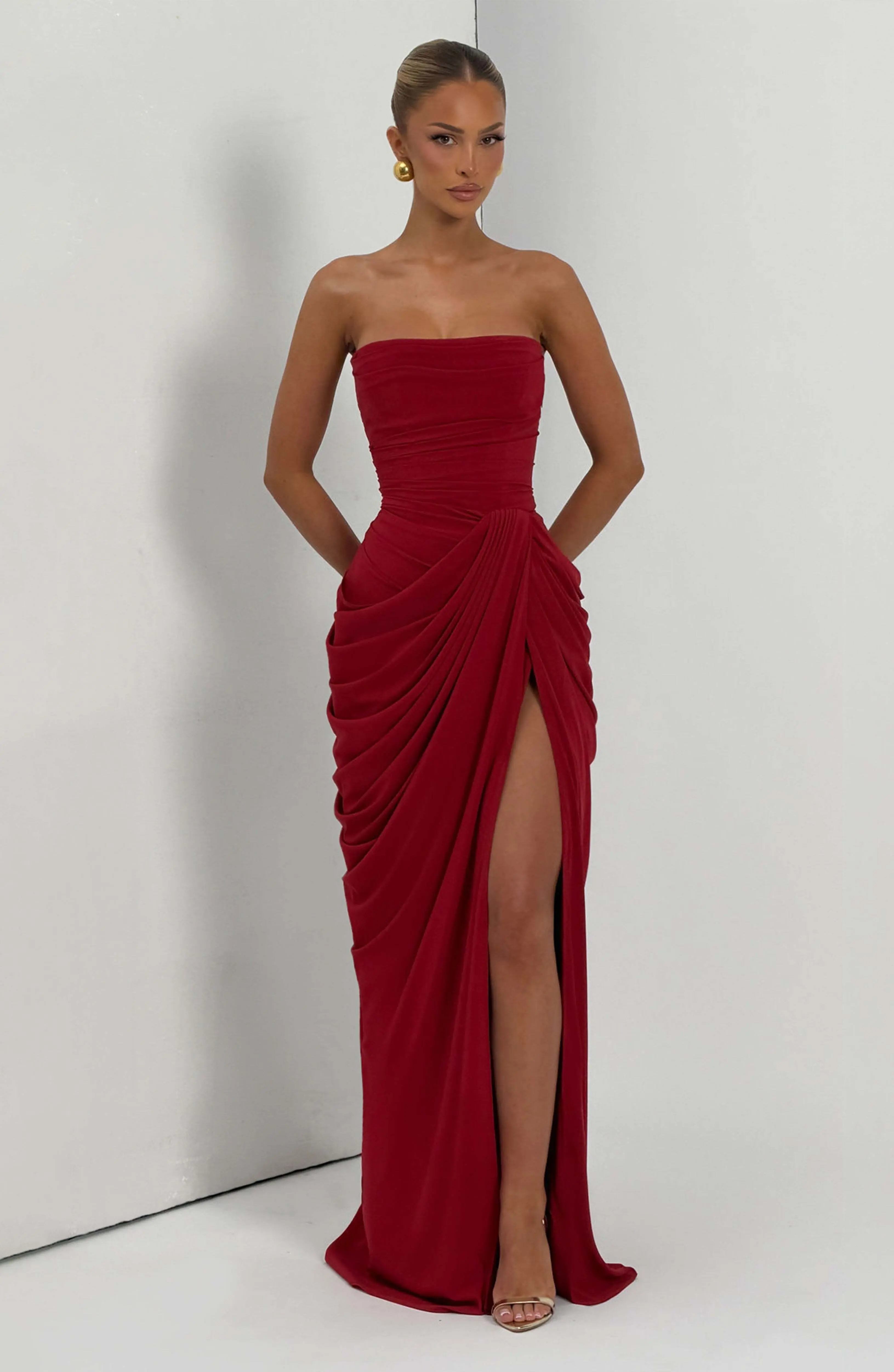 Cyra Maxi Dress - Deep Red - Image 9