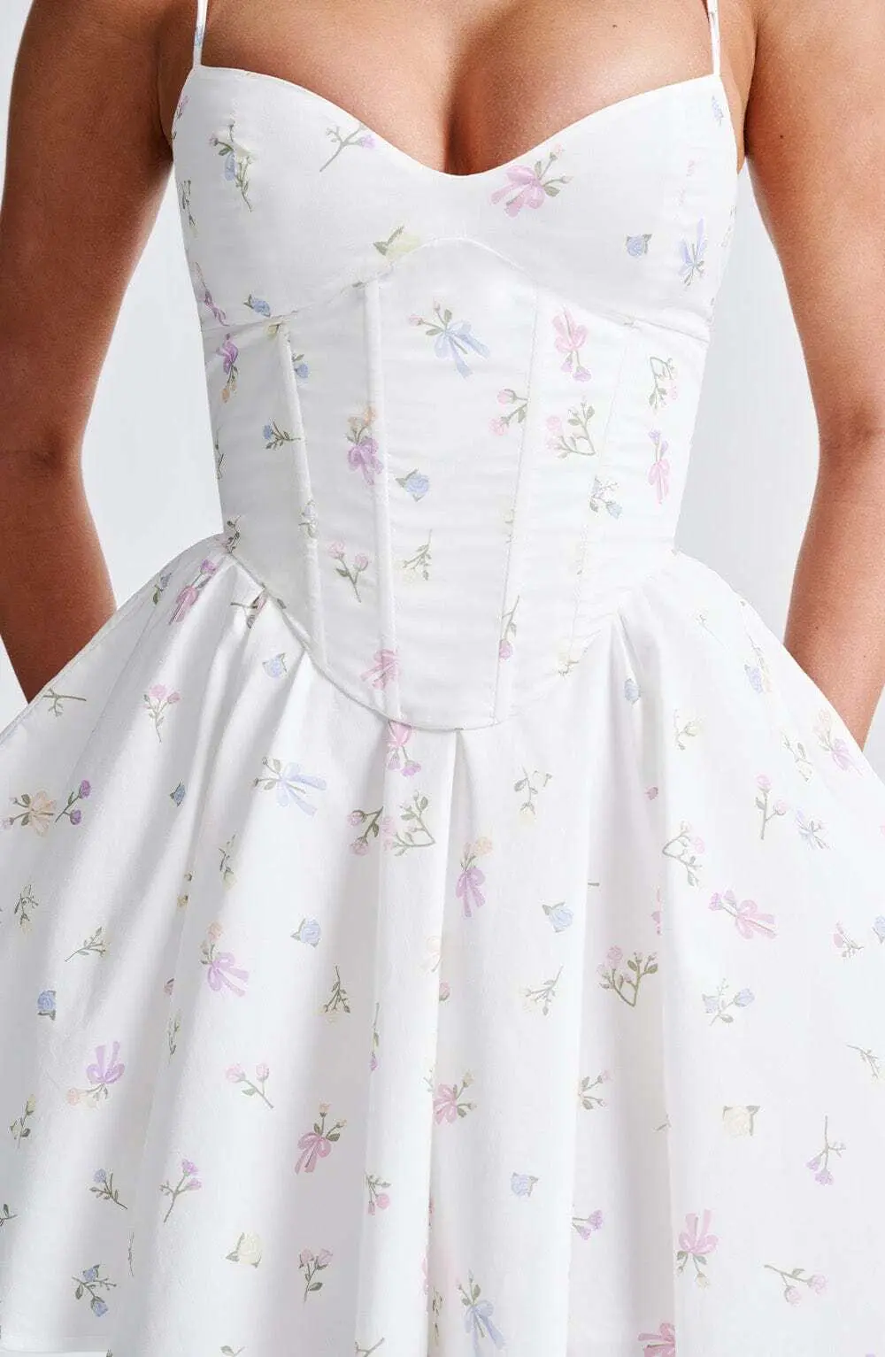 Analeigh Mini Dress - White Multi Floral Print - Image 6