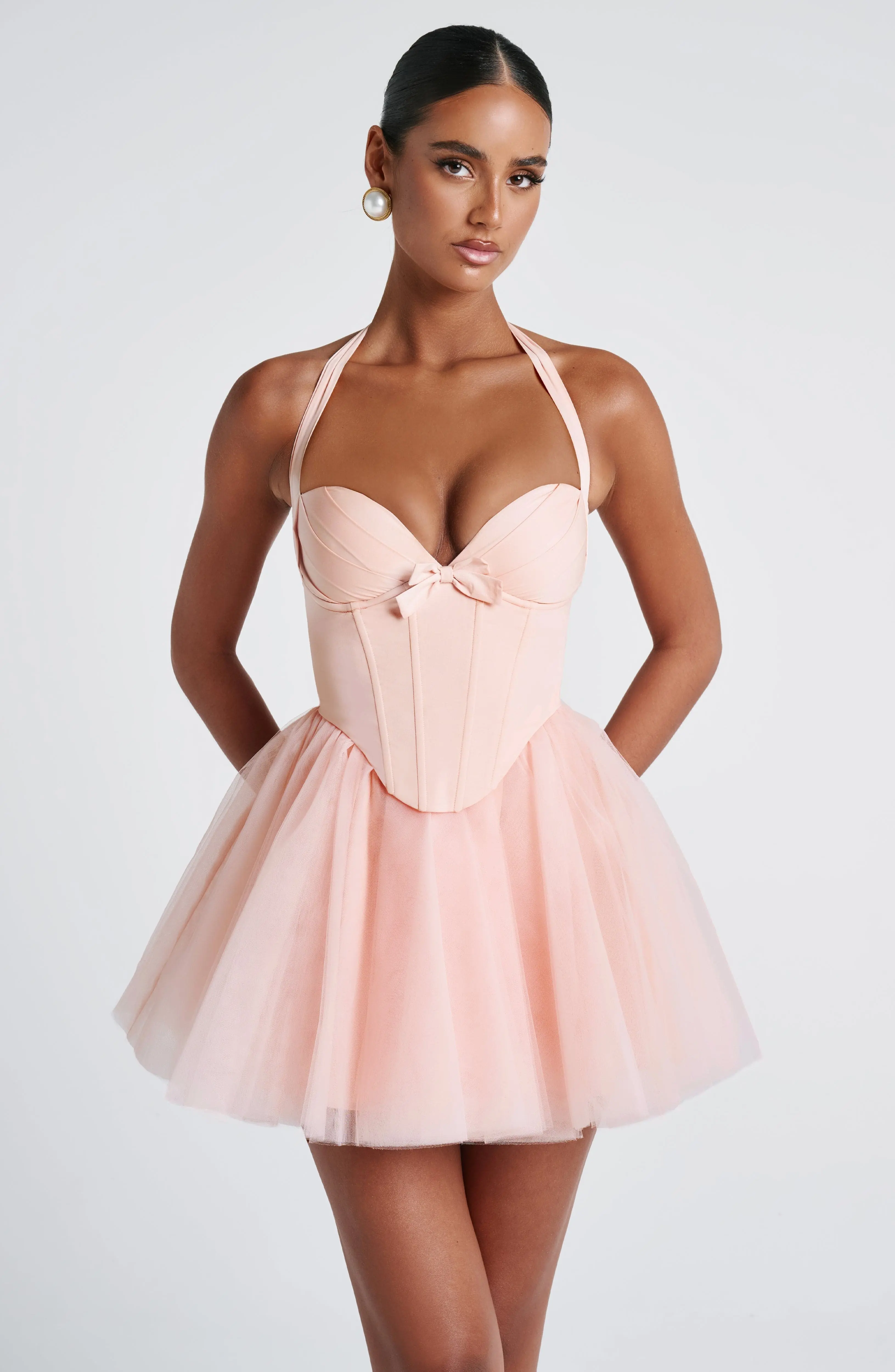 Keely Mini Dress - Soft Peach - Image 8