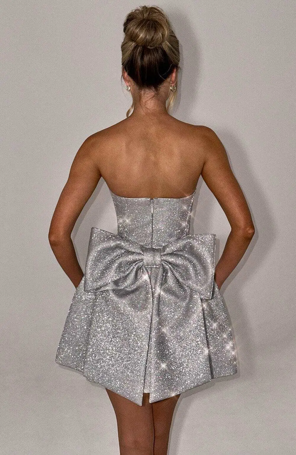 Alice Mini Dress - Silver Sparkle - Image 2