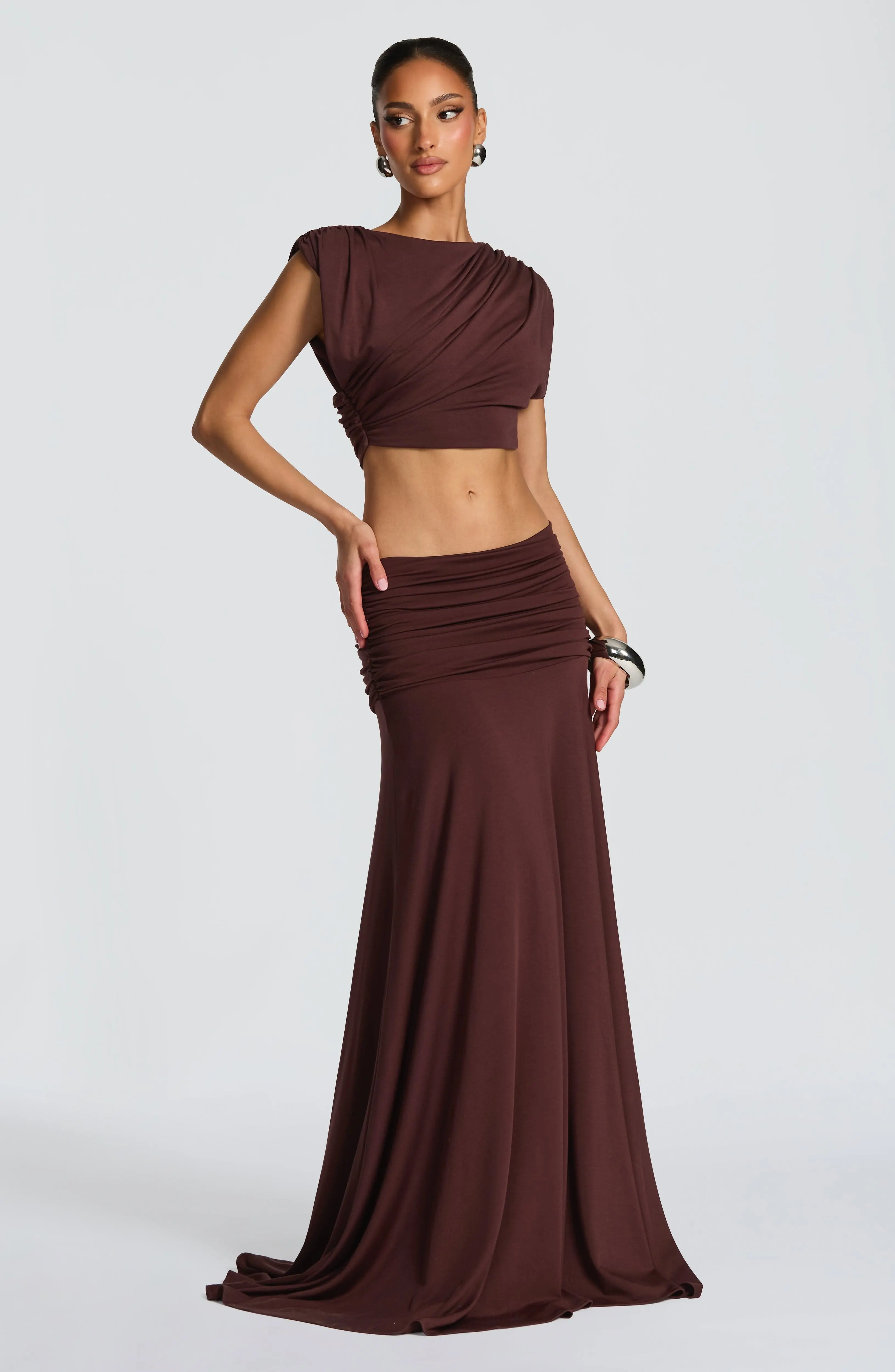 Paige Maxi Skirt - Plum Brown - Image 4
